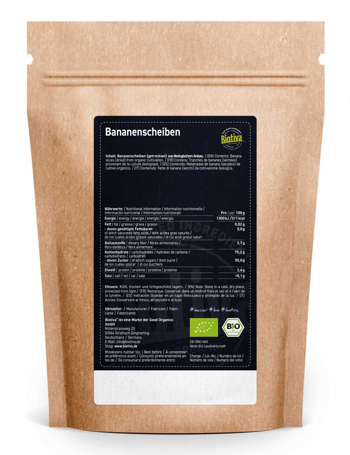 Biotiva Bananenscheiben getrocknet Bio