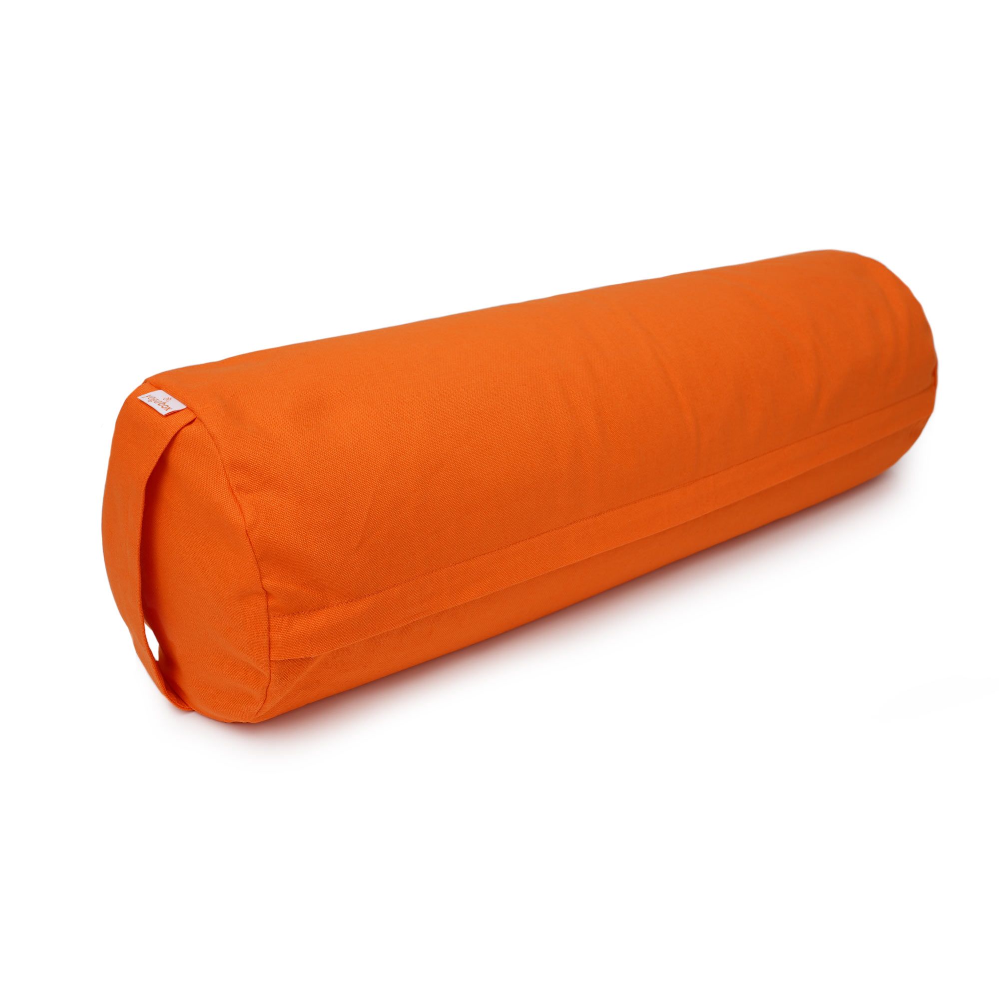 Orange Yogarolle mit Trageschlaufe und Reißverschluss.