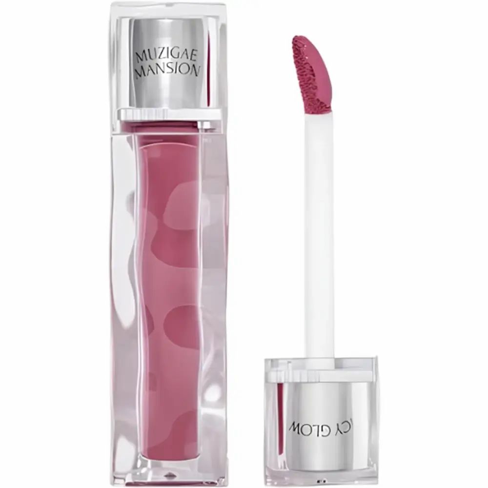 Lipgloss-Flakon mit Applikator. Produktname: MUZIGAE MANSION. Farbe: 03 Sway. Transparente Verpackung.