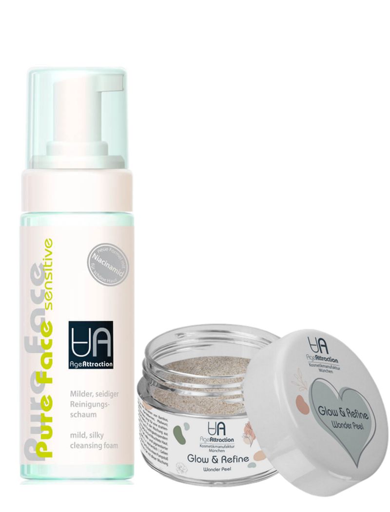 AGE Attraction - Wonder Peel Glow & Refine + Pure Face Reinigungsschaum 2 St