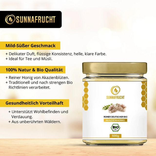 SUNNAFRUCHT® Premium BIO Honig Bundle Akazienhonig & Blütenhonig
