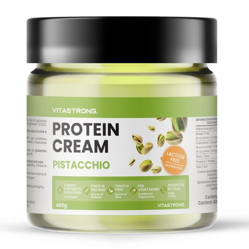 Vitastrong Crema Proteica Pistacchio - 400g, Alta in Proteine, Senza Lattosio e Senza Glutine