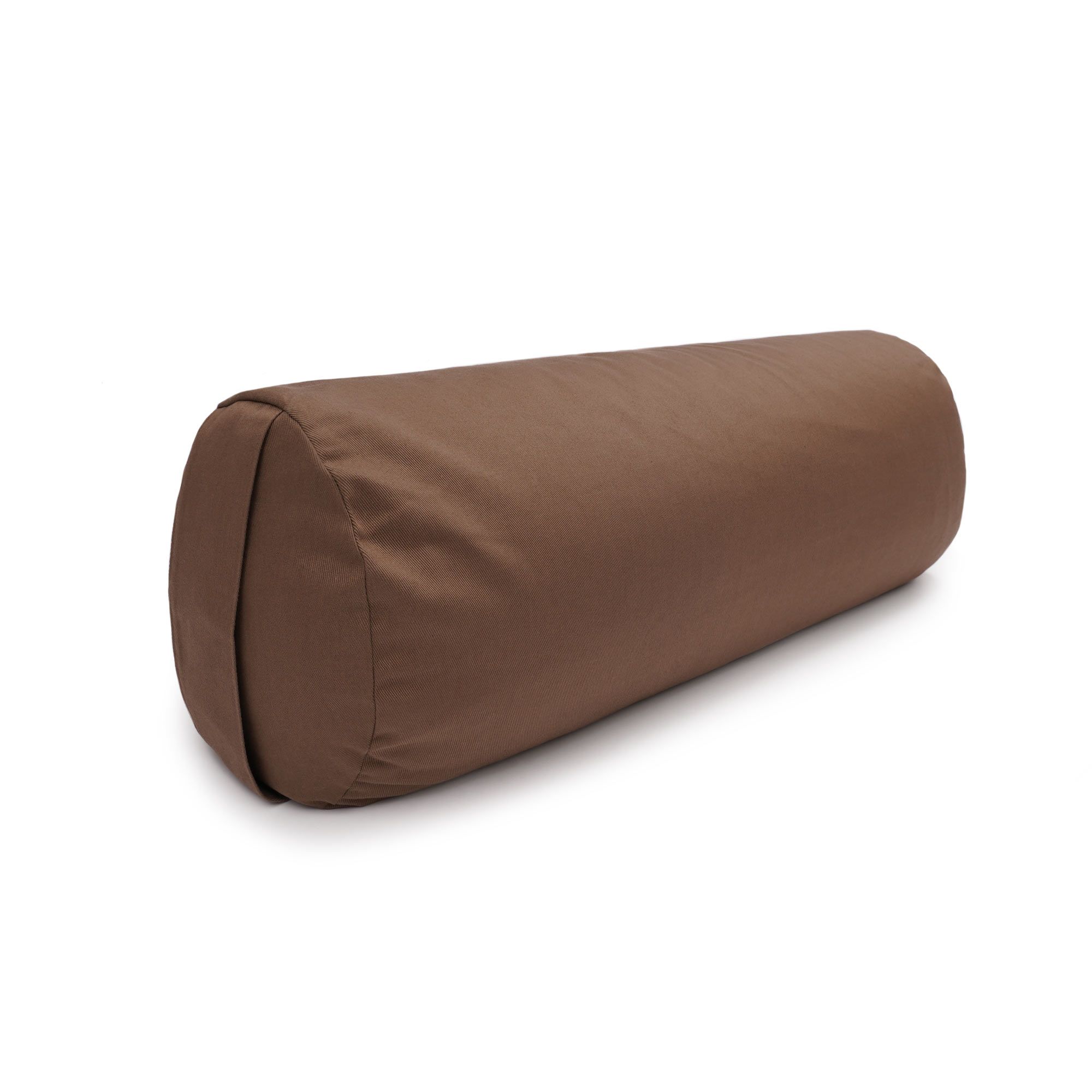 Braunes Yoga Bolster, zylindrisch, mit abnehmbarem Bezug.