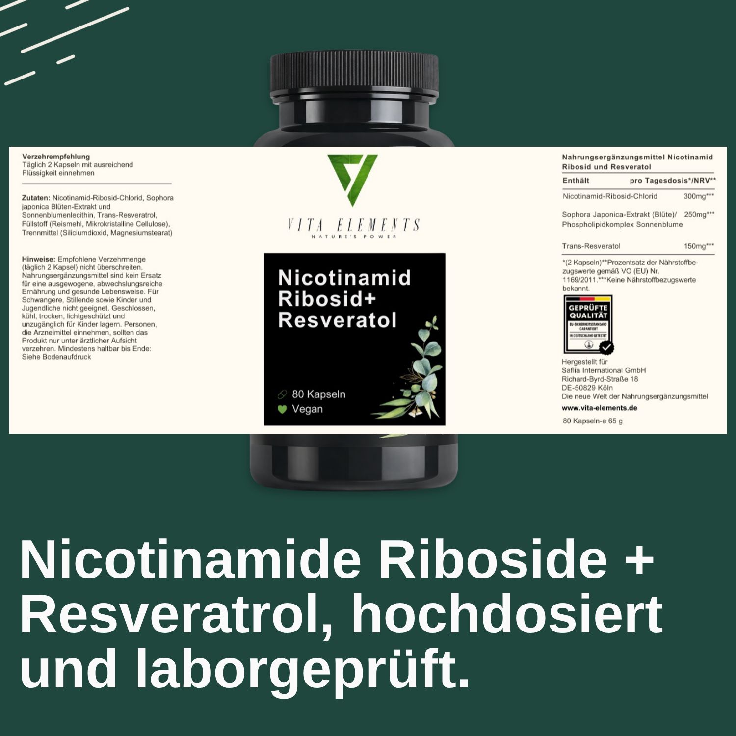 Vita Elements Nicotinamide Riboside NAD+ Kapseln