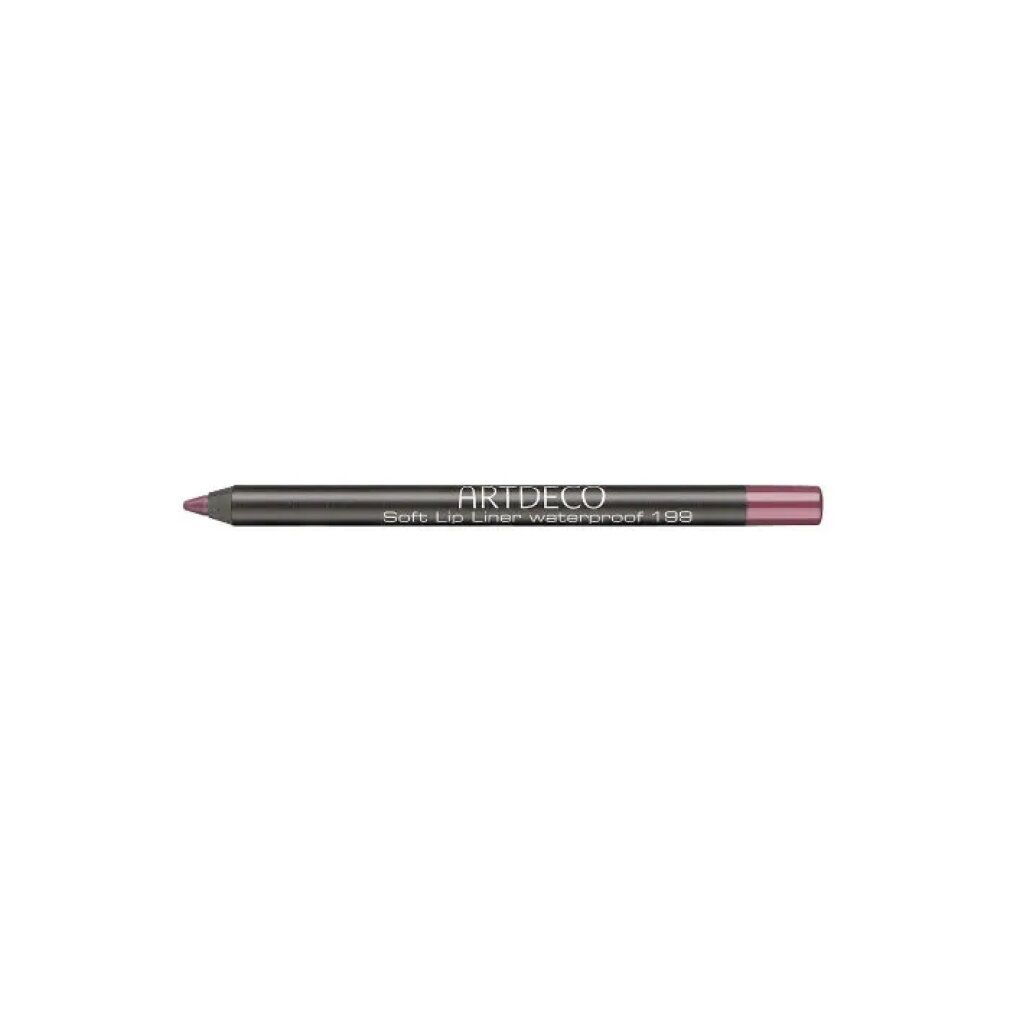 Artdeco Soft Lip Liner Waterproof 199 Black Cherry. Schwarzer Stift mit roter Spitze. Produktname und Nummer auf dem Stift.