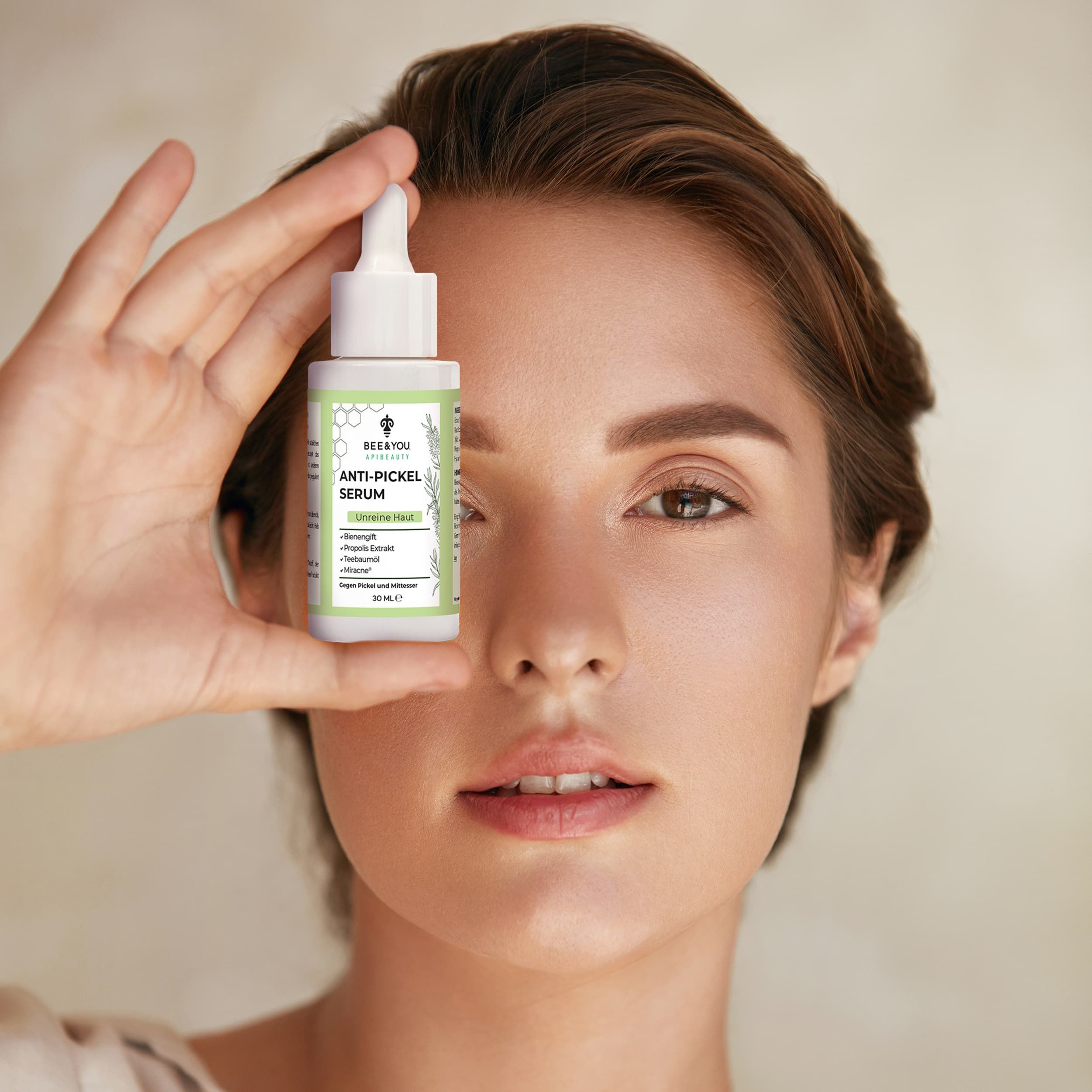 BEE&YOU Anti- Pickel Serum, unreine Haut, Pickelcreme, Bienengiftsalbe, mit Propolis & Teebaumöl