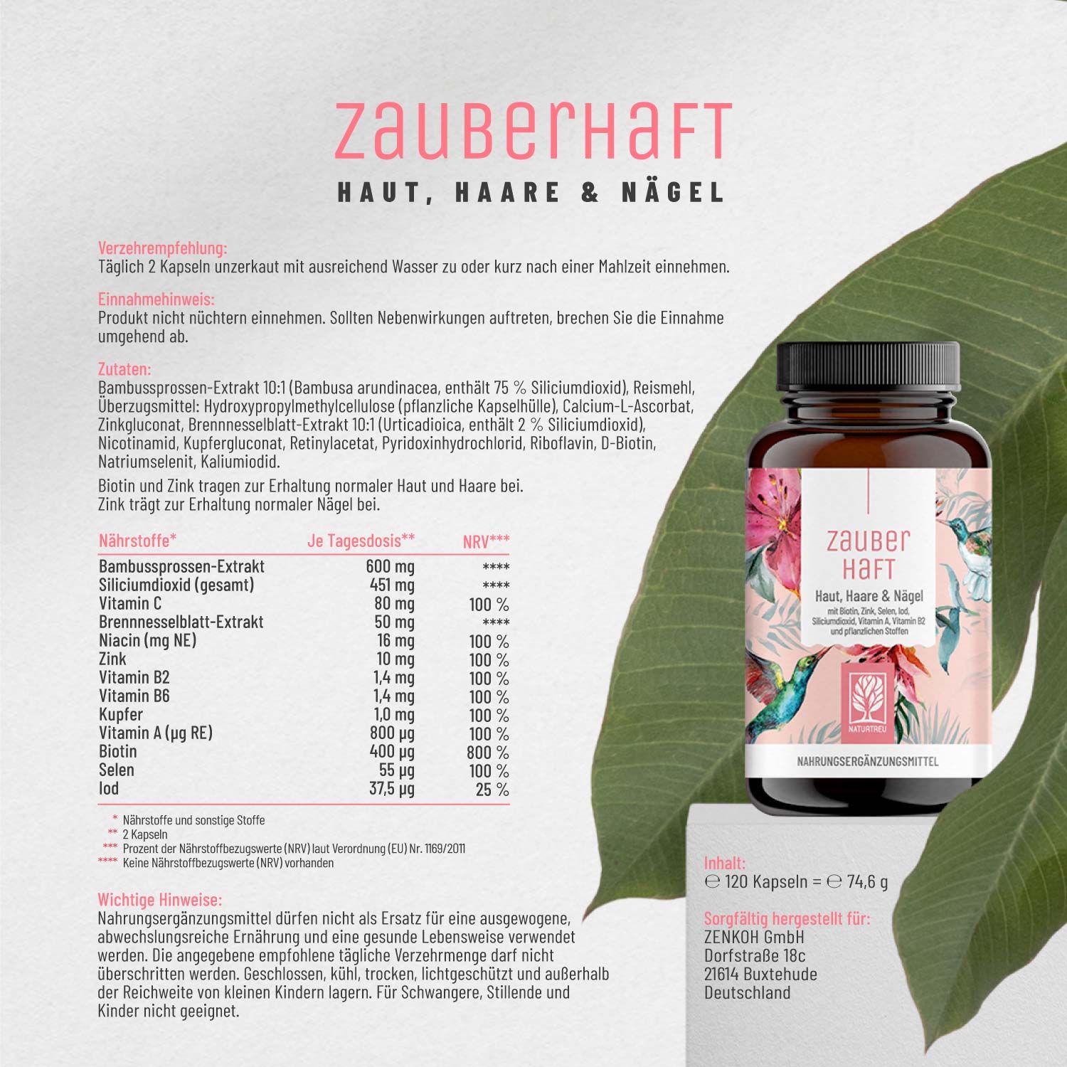 Beauty Komplex Haut, Haare und Nägel - Zauberhaft - NATURTREU®