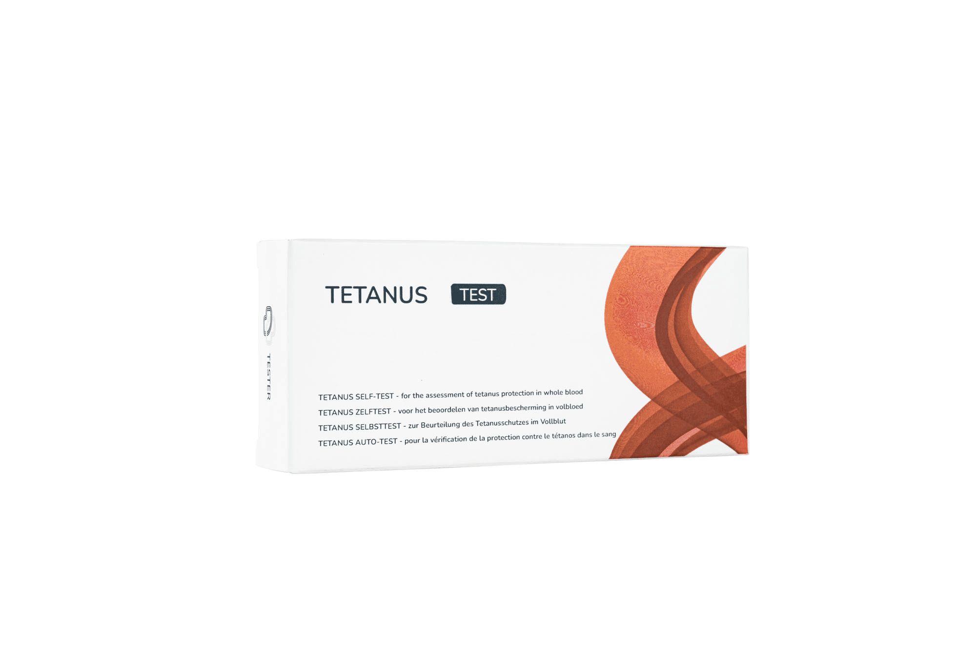 Verpackung des Tetanus-Tests mit Produktinformationen und CE-Kennzeichnung.