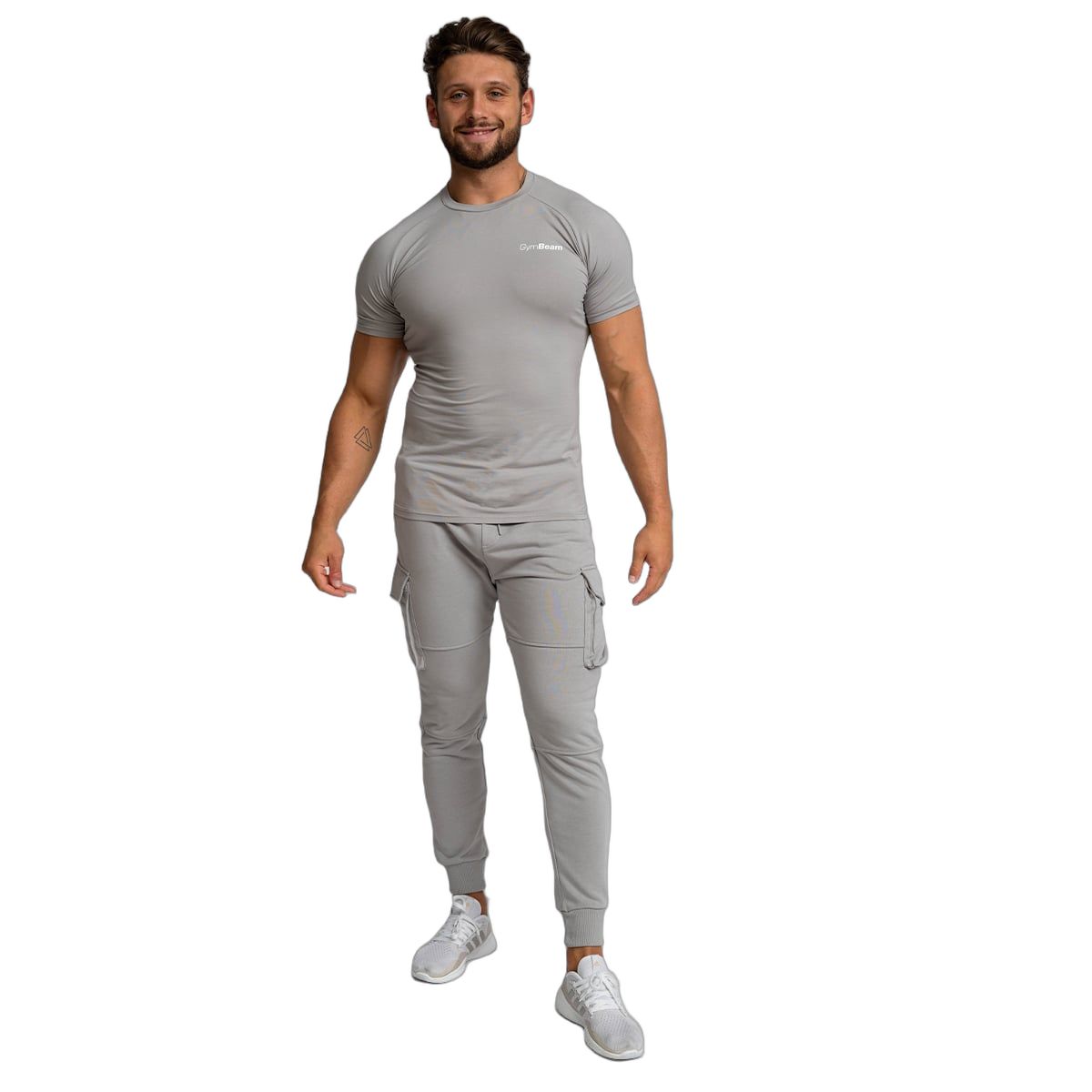 GymBeam Jogginghose Herren Slim TRN Grau mit Kordelzug und Taschen
