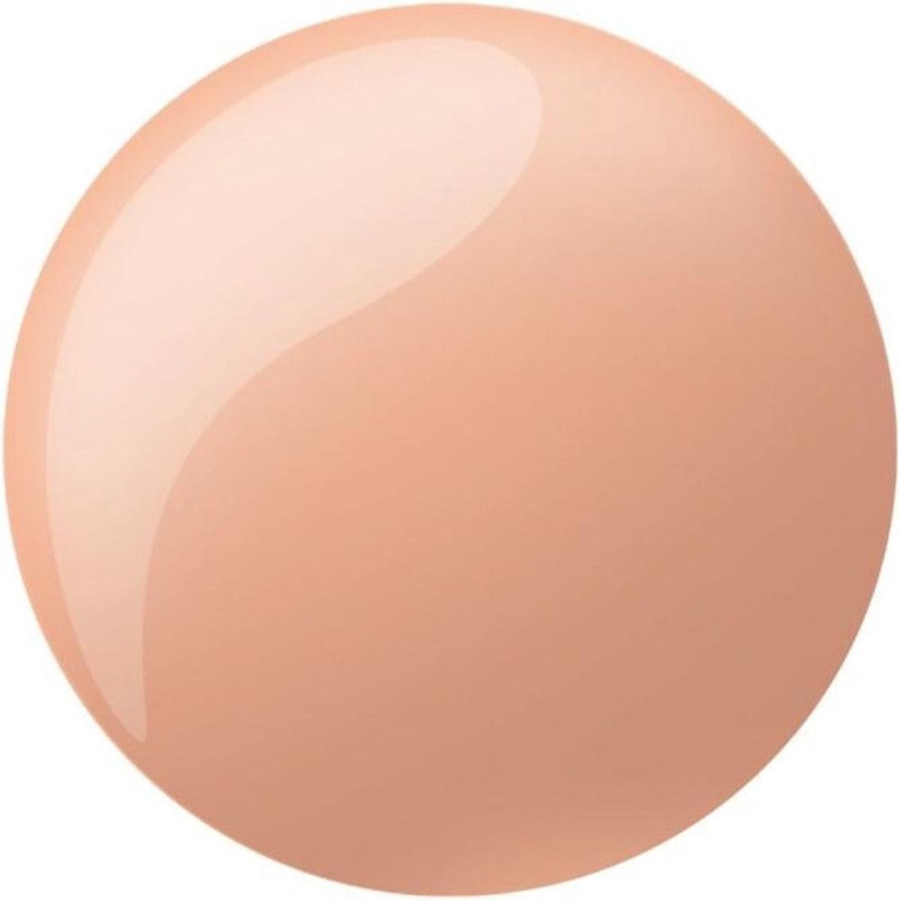 Runder, glänzender Nagellack-Fleck in Nude-Farbe. Keine weiteren Details sichtbar.