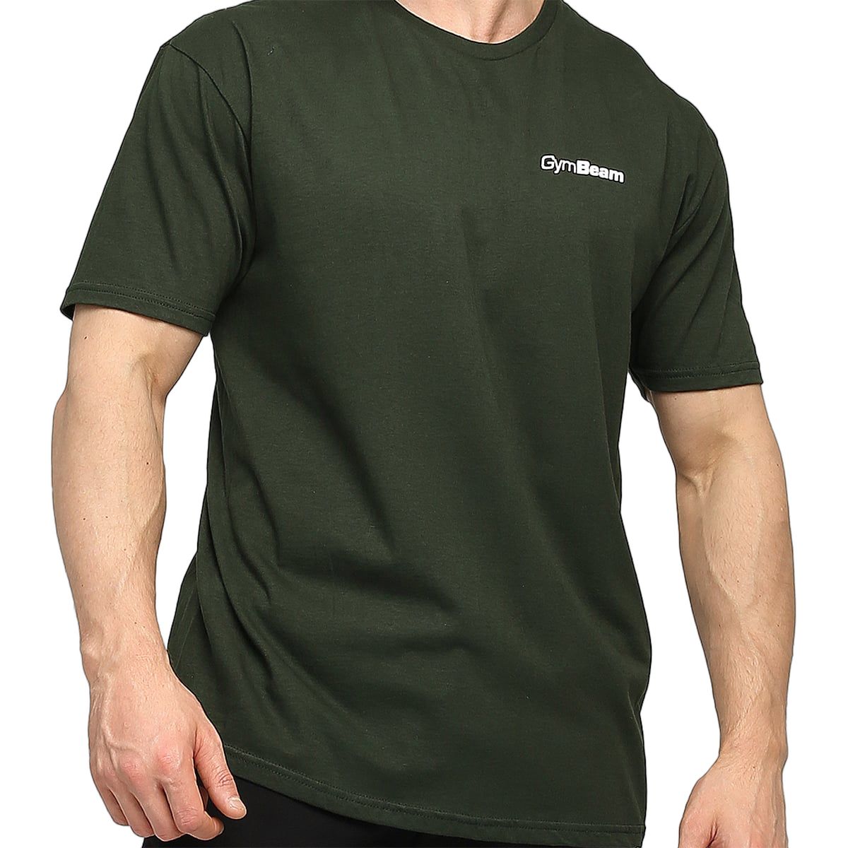 GymBeam T-Shirt Herren regular Kurzarm Grün Basic
