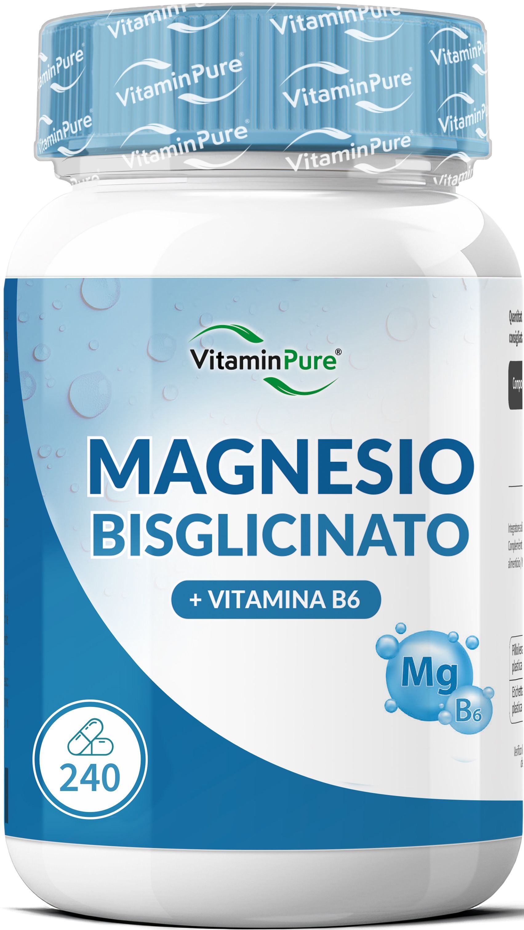 Magnesio Bisglicinato 450mg per Ridurre Stanchezza e Affaticamento, VitaminPure®