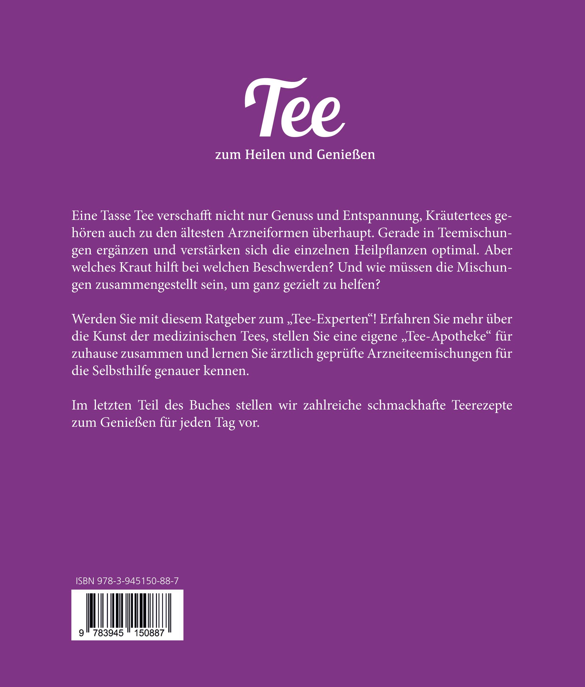 Buchrücken "Tee zum Heilen und Genießen". Autor: Annette Kerckhoff, Michael Elies. ISBN-Nummer sichtbar.