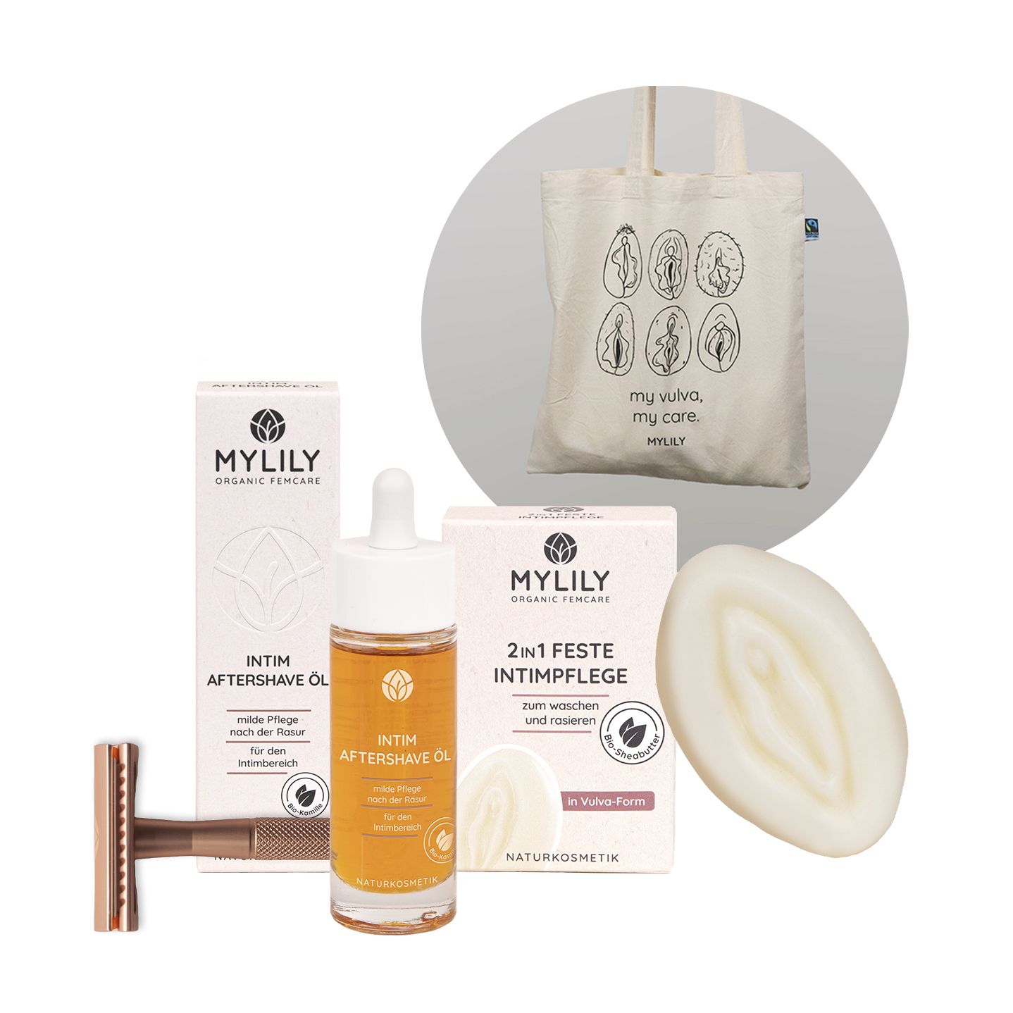 MYLILY Vulva Care Set | Intimpflege Set mit Rasierhobel in Silber