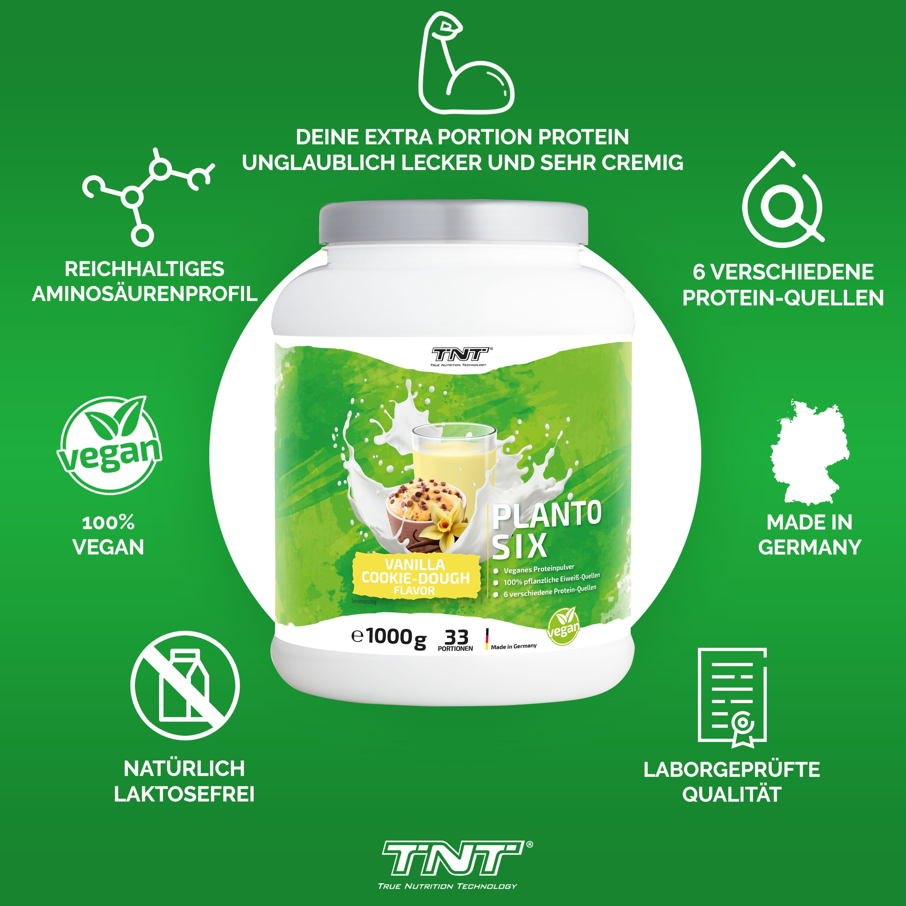 TNT Planto Six - pflanzliches Mehrkomponenten Protein 1 kg Pulver