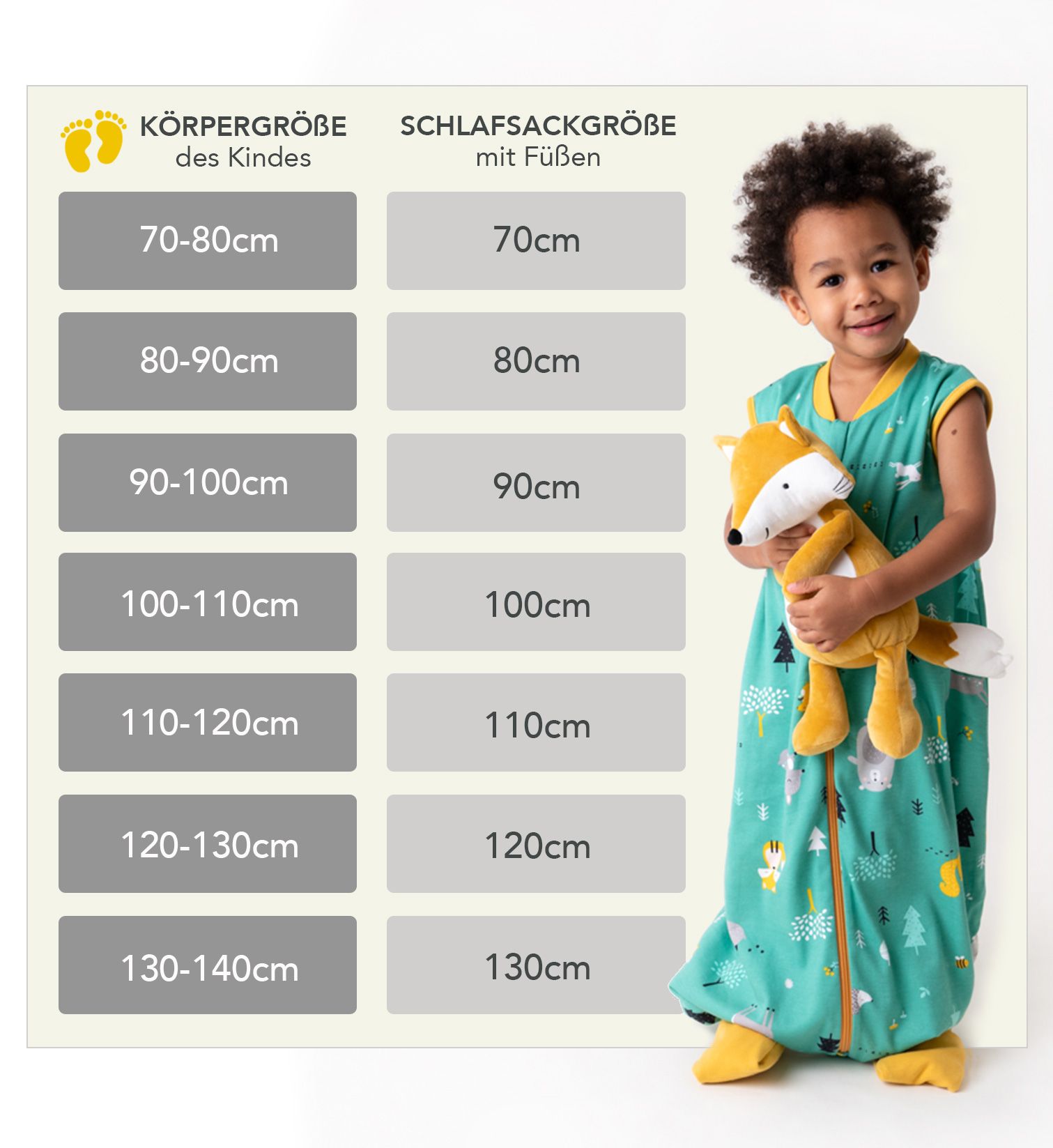 schlummersack Sommer Schlafsack mit Füßen ungefüttert in 0.5 Tog 110 cm Safari