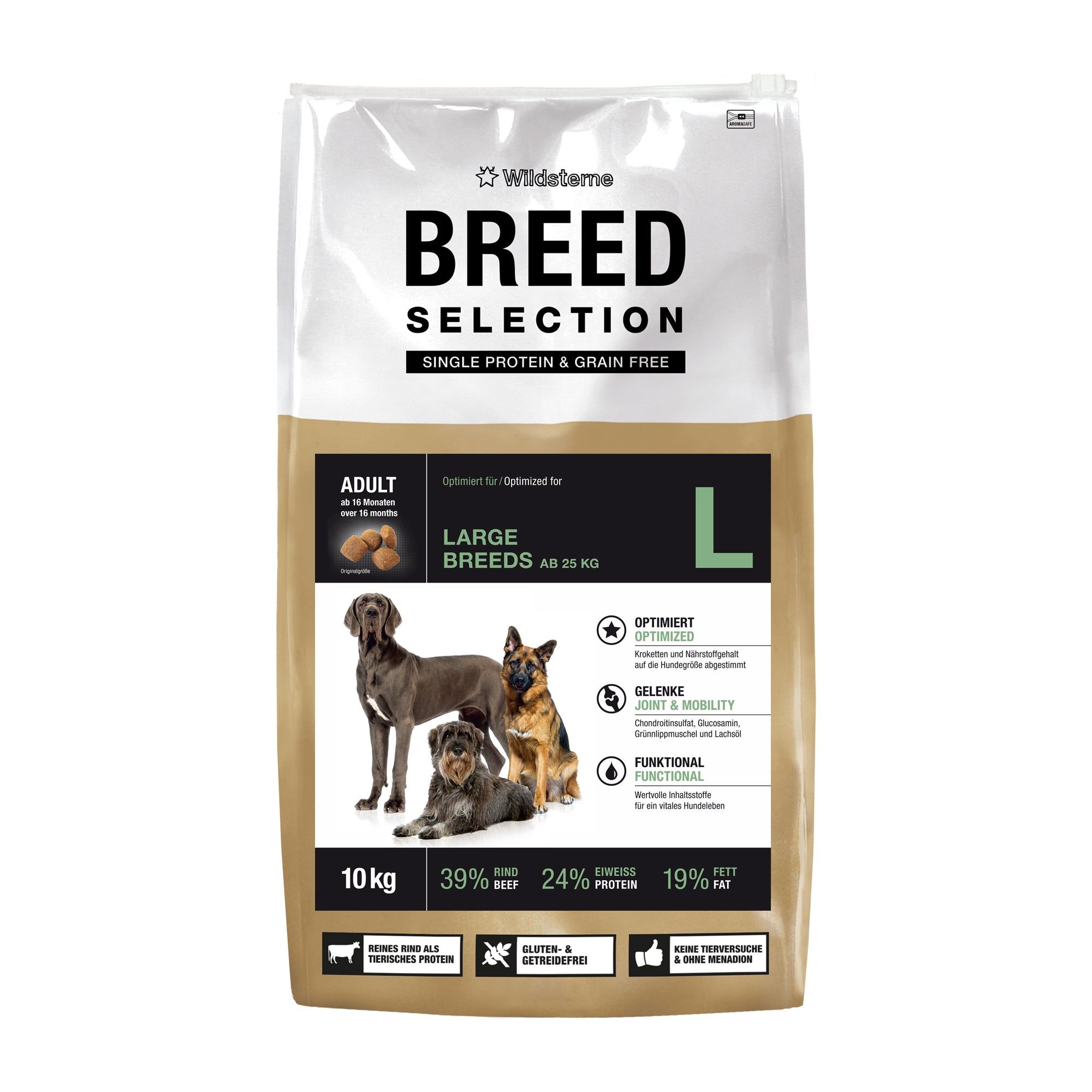 Wildsterne Breed Selection Hundefutter für große Rassen, 10 kg Beutel.