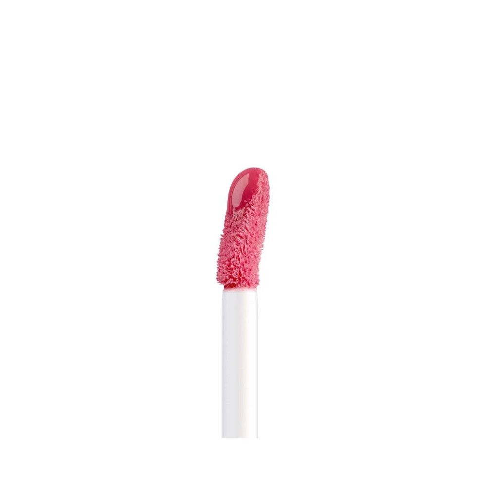 Applikator für Lipgloss. Rosa Farbe, flauschige Spitze, weißer Stiel.