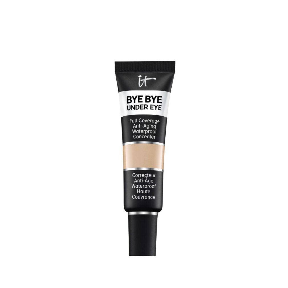 Concealer-Tube, schwarzer Deckel, weißer Schriftzug: Bye Bye Under Eye. Text: Full Coverage, Anti-Aging, Waterproof Concealer. Produktfarbe: Medium.