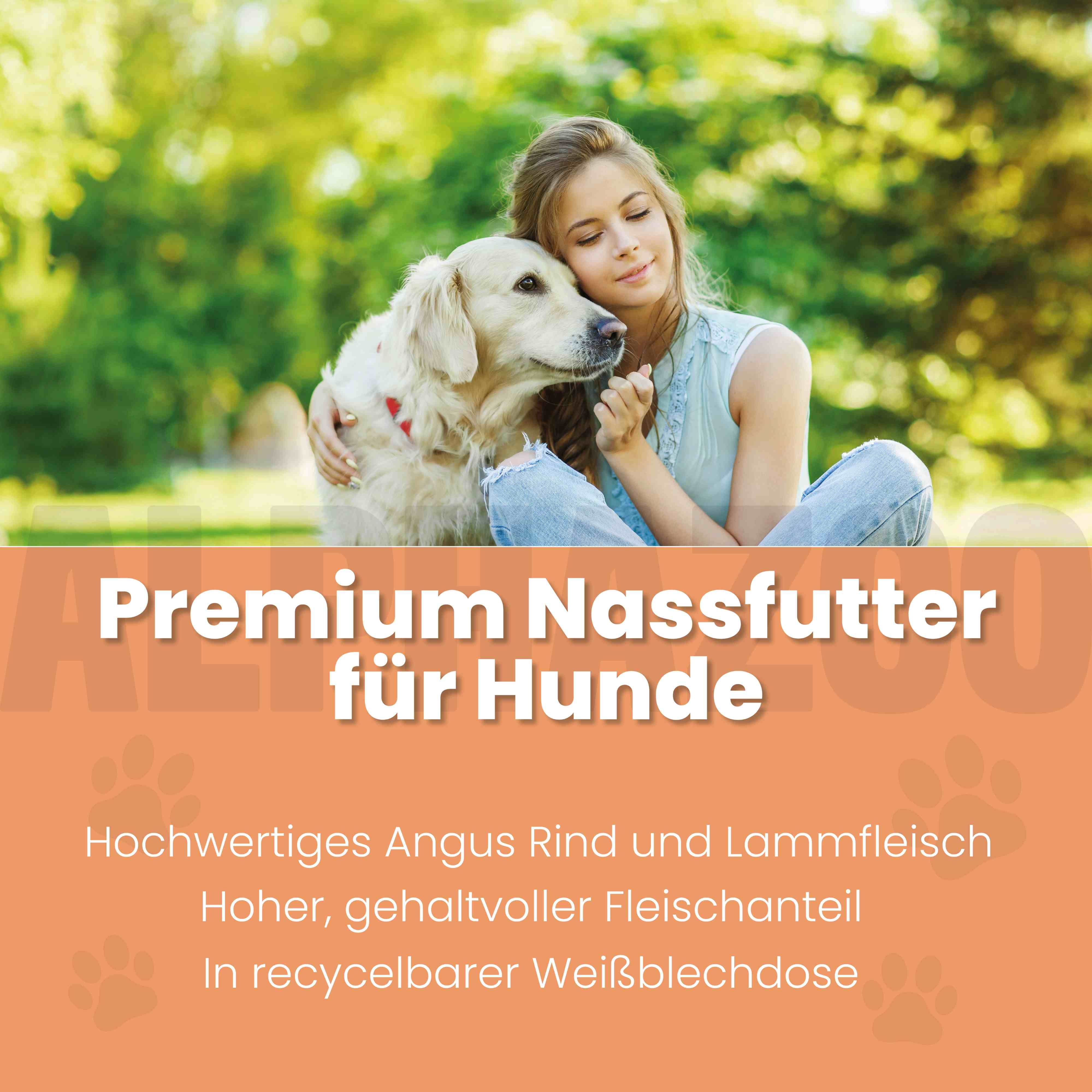alphazoo Angus Rind + Lamm Nassfutter für Adult Hunde