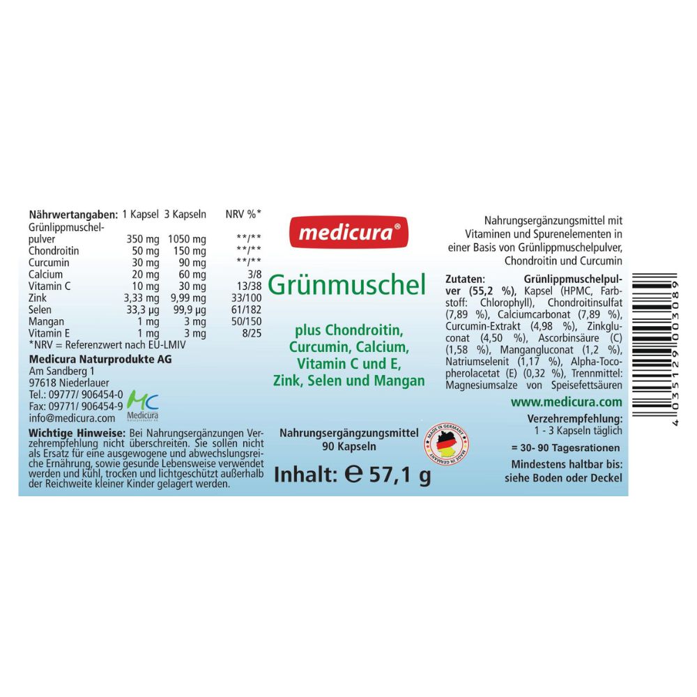 Grünmuschel mit Vitaminen und Mineralstoffen