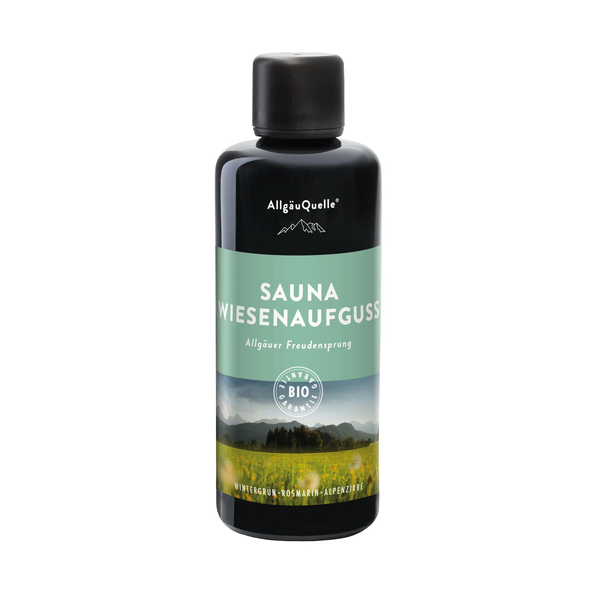 AllgäuQuelle Sauna Wiesenaufguss: Aufgussmittel mit Bio Duft-Öl Wintergrün, Rosmarin, Zirbe