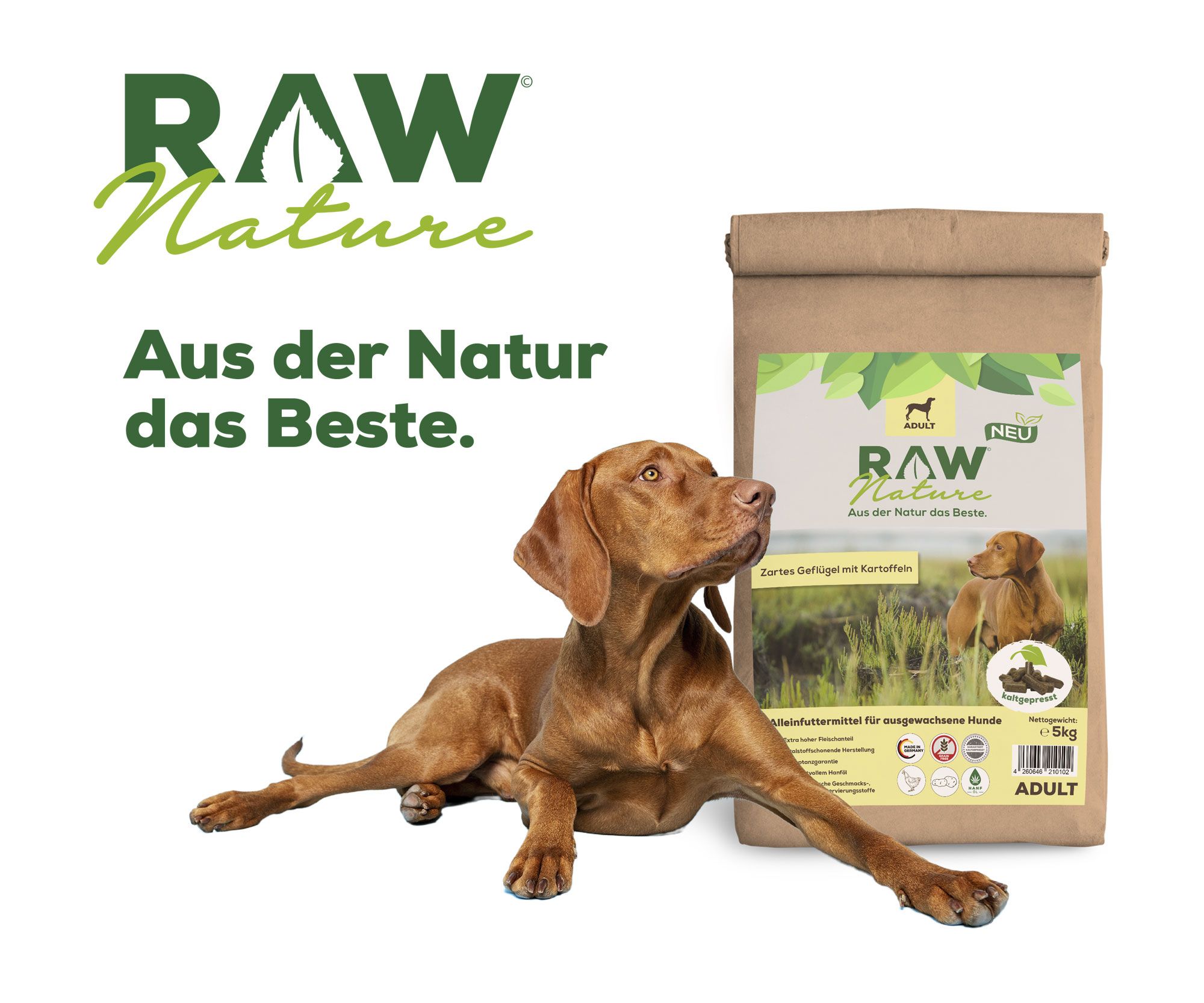 RAW Nature kaltgepresstes Trockenfutter ADULT Ente Pur