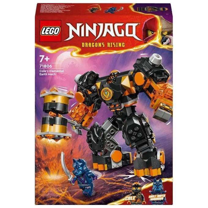 LEGO NINJAGO 71806 Mech Elemento di Terra di Cole, Giochi per Bambini da 7+, Action Figure Personal