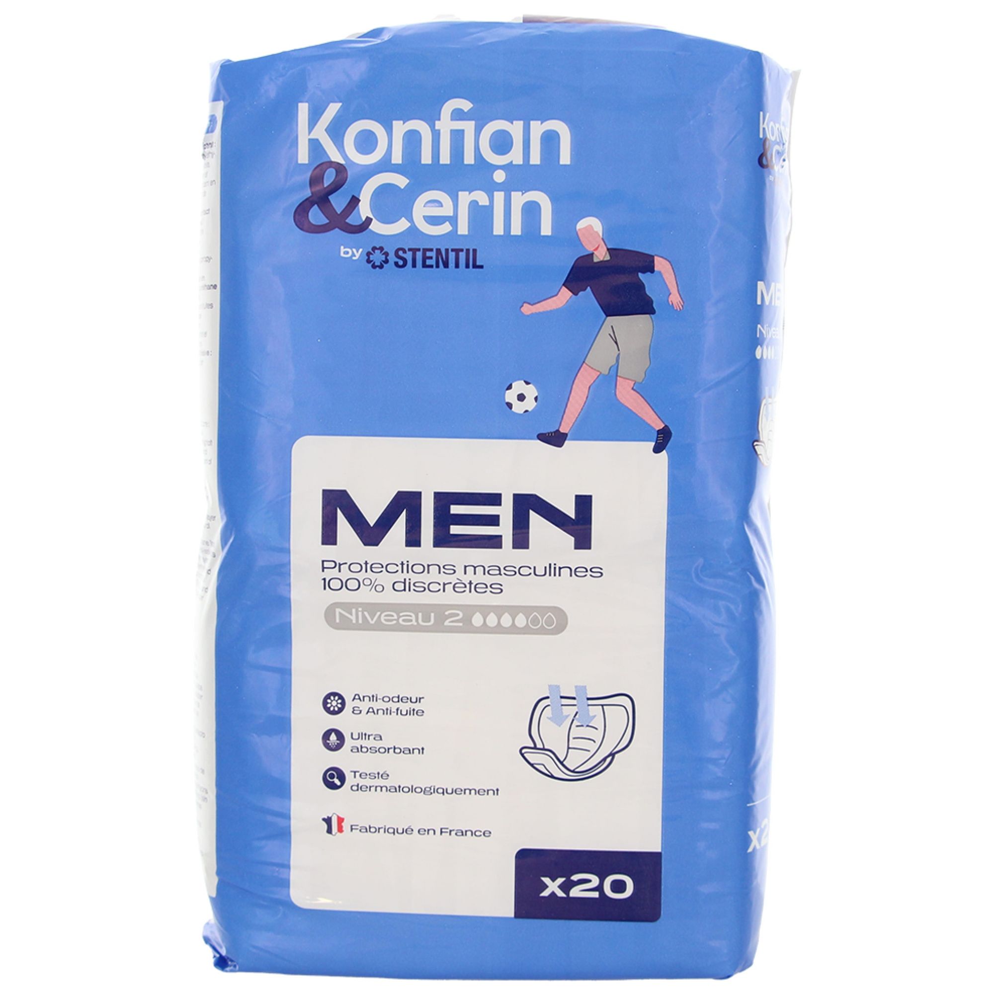Stentil Konfian & Cerin Men Level 2 Diskreter Männerschutz 20 Einheiten 15,5x9,5x25,5 cm