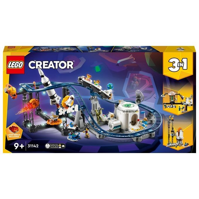 LEGO Creator 3in1 31142 Montagne Russe Spaziali o Torre a Caduta o Giostra, Parco Giochi da Costrui