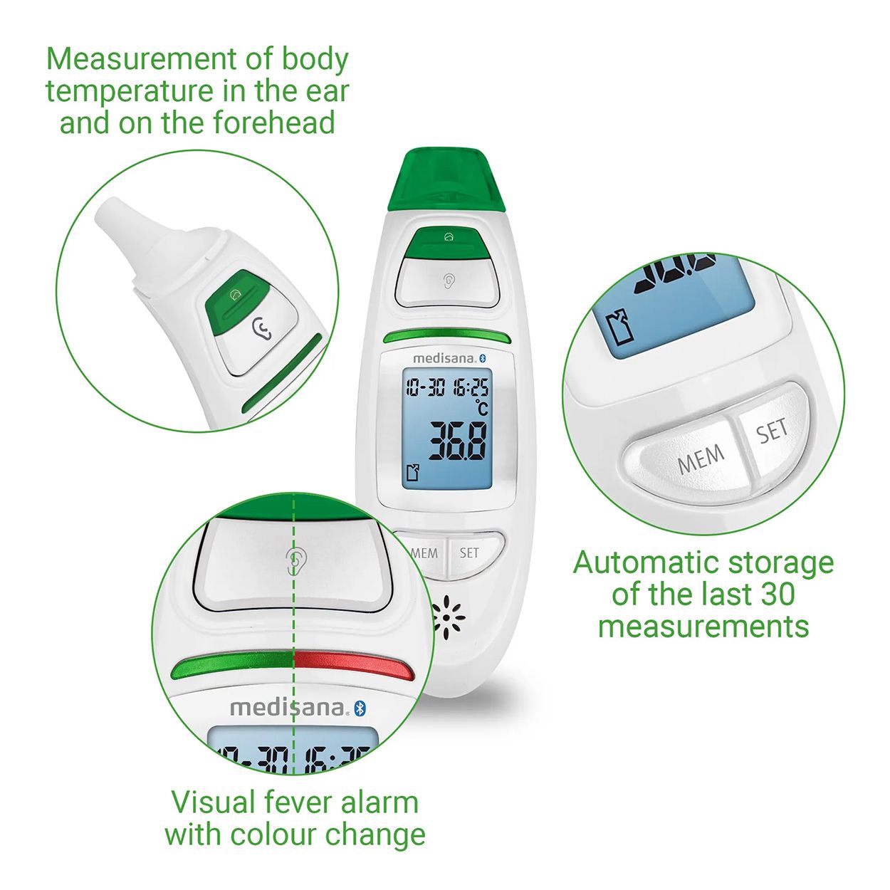 Medisana Connect Infrarot-Multifunktionsthermometer TM 750 Memory-Funktion Thermometer