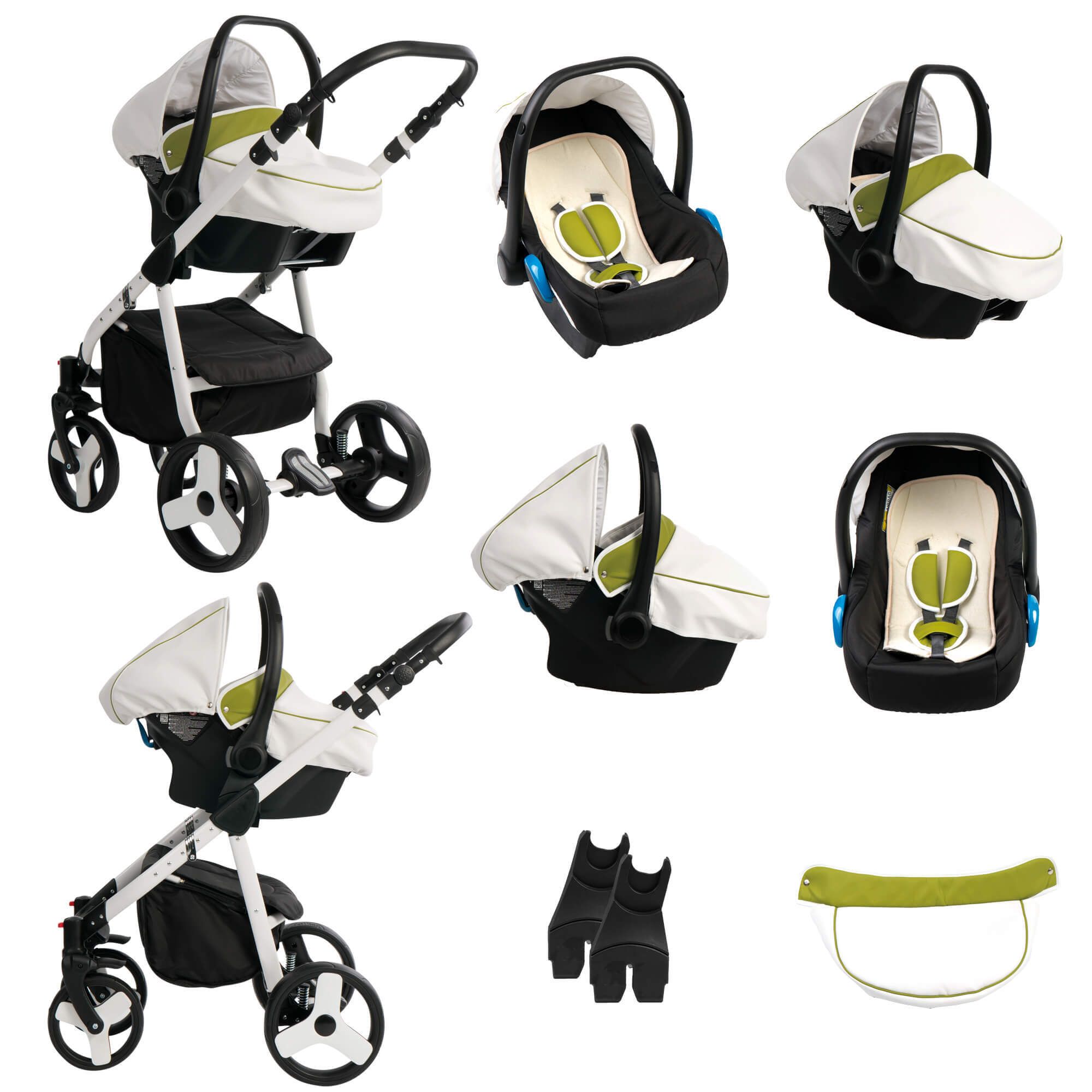 Bebebi Fizzy 3 in 1 Kinderwagen Set Hartgummireifen, Avocado