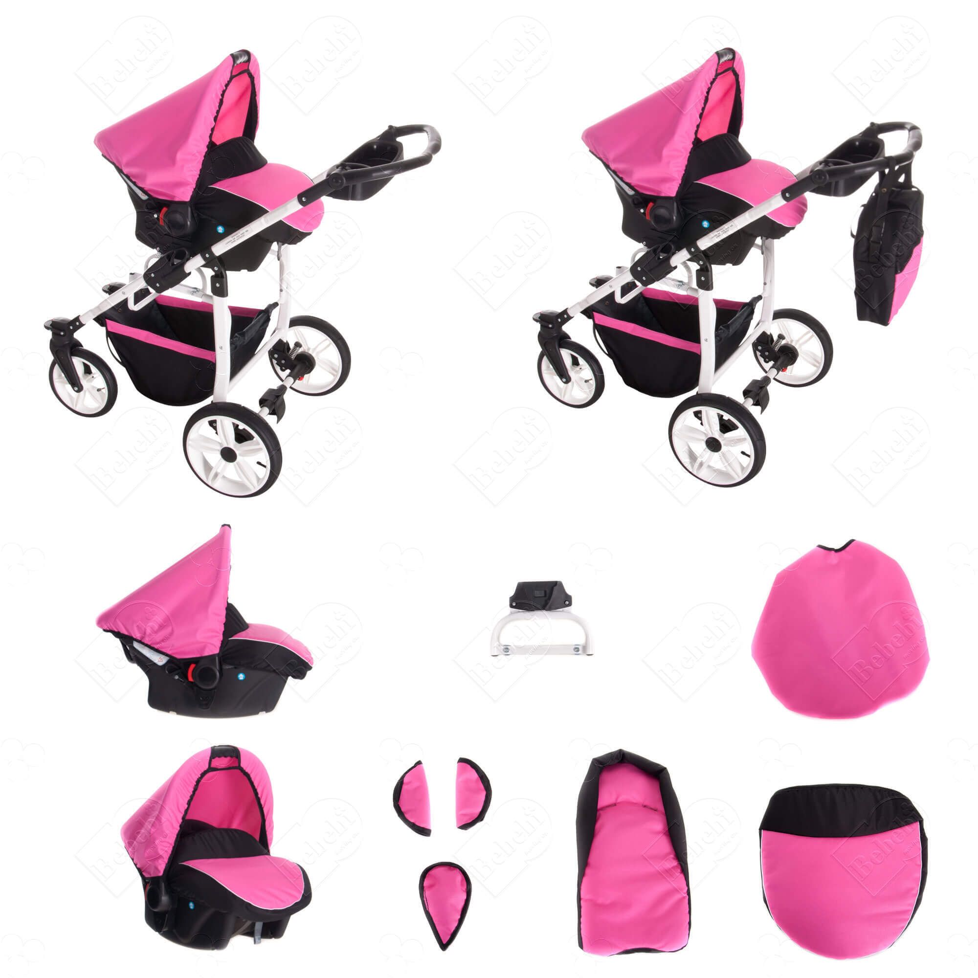 Bebebi Zürich 4 in 1 Kinderwagen Komplettset ISOFIX Basis Hartgummireifen, Bernina