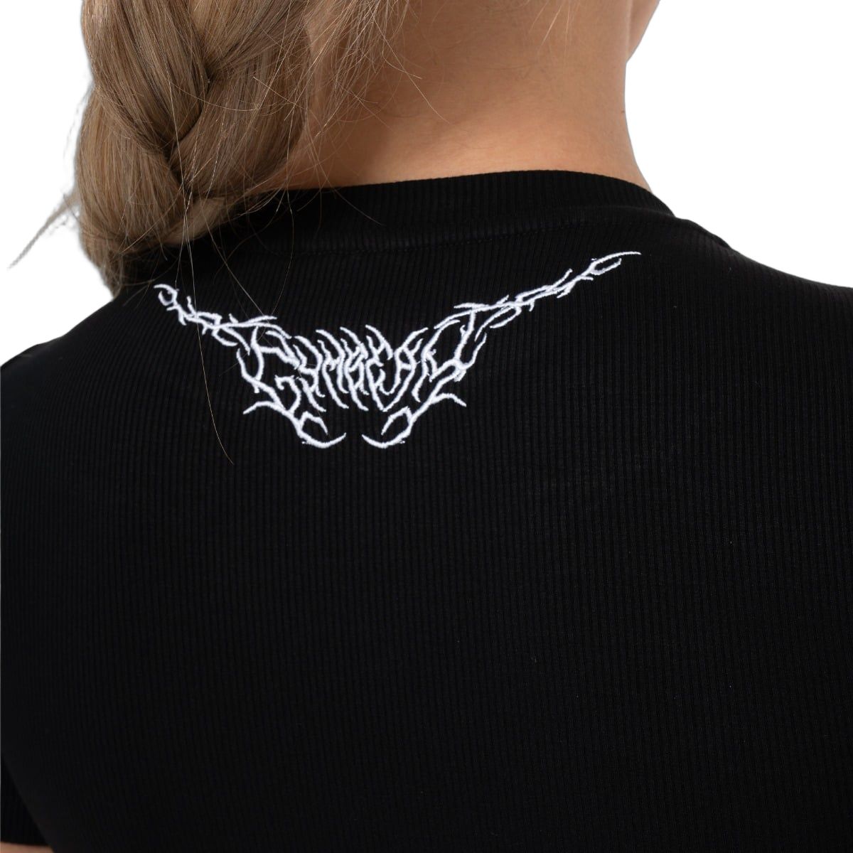 GymBeam T-Shirt Damen slim gerippt mit rundem Ausschnitt in Schwarz