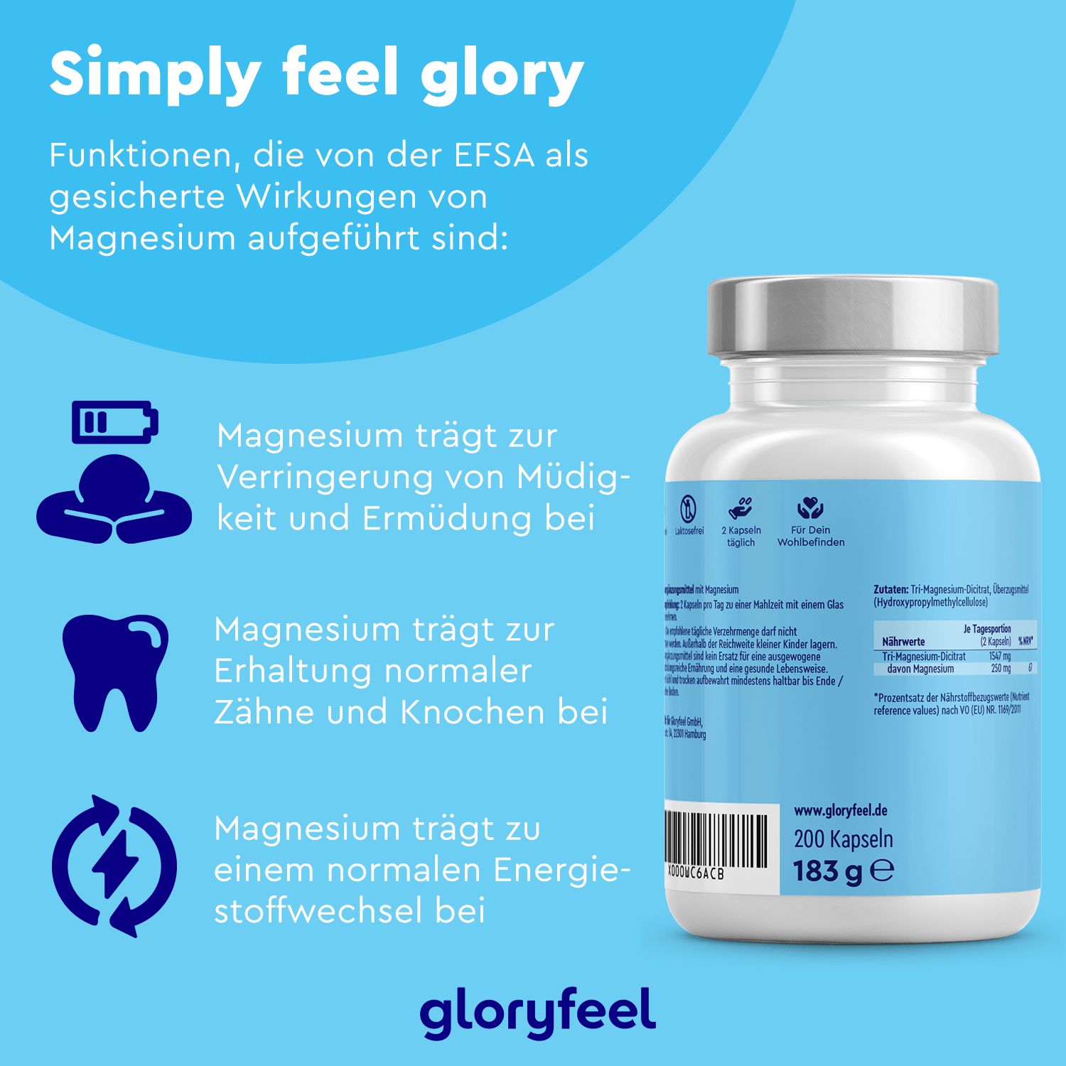 gloryfeel® Tri-Magnesium Dicitrat Kapseln