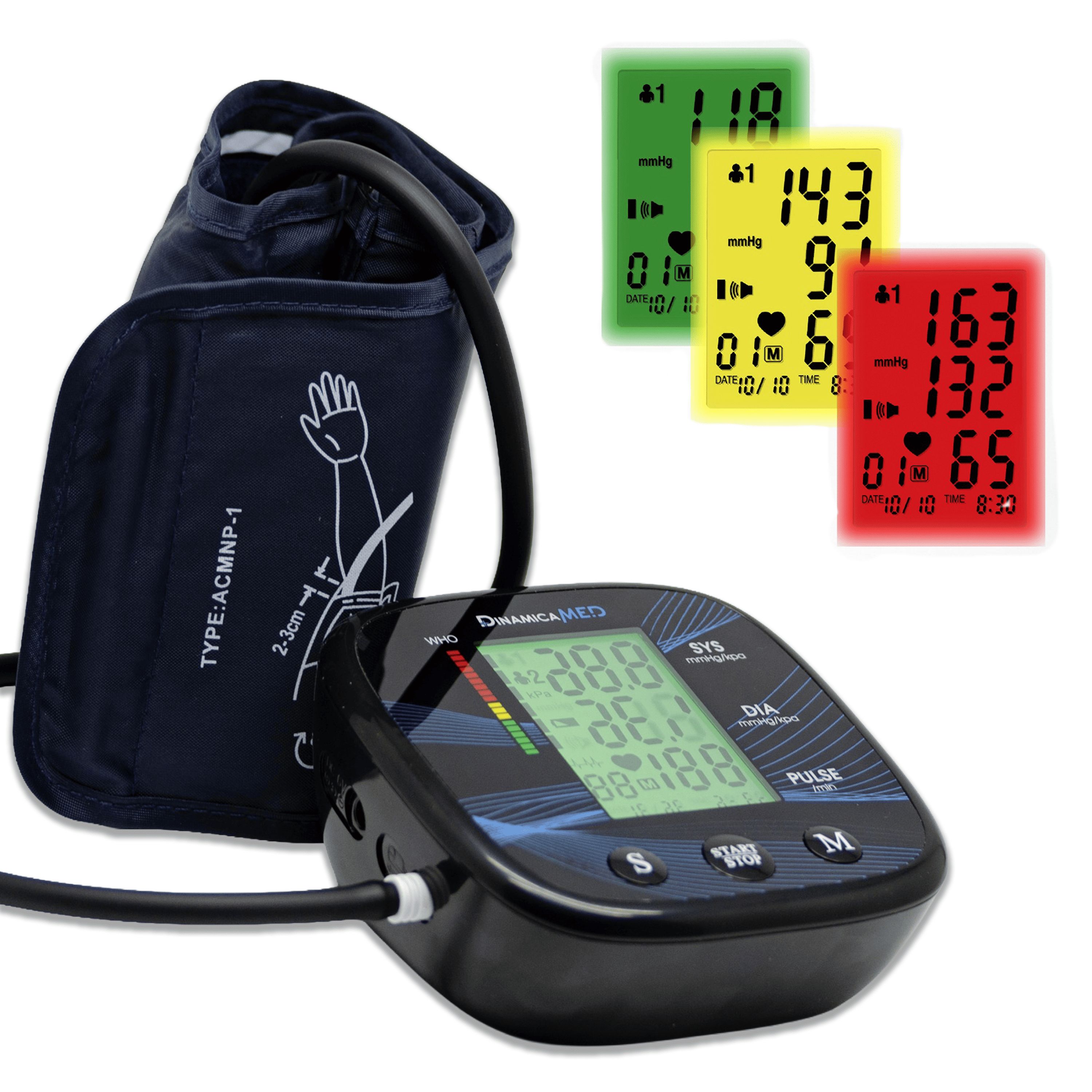 Dinamicamed A-158 Digitales Blutdruckmessgerät Oberarm, 2 Benutzerprofile je 90 Speicherplätze