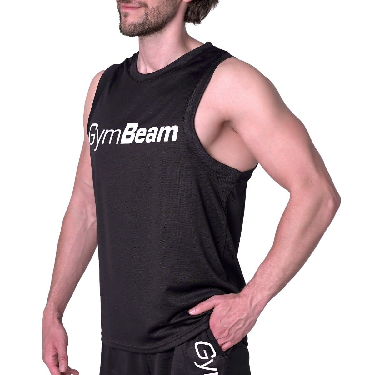 GymBeam Tanktop Herren regular aus Polyester im Essence-Modell Schwarz