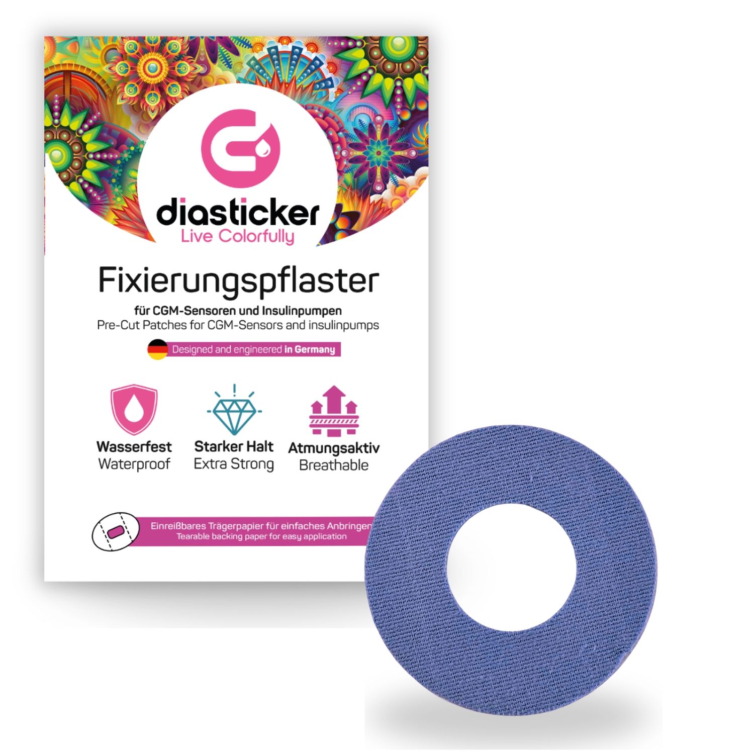 Diasticker® Katheterpflaster M (Innen-Ø 2,7 cm) 'Dunkelblau' 10 St