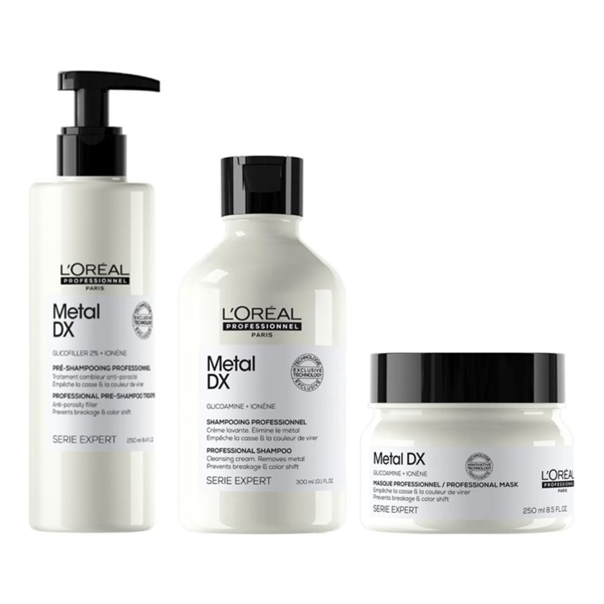 L'Oreal Professionnel Metal DX Pre-Shampoo, Shampoo & Maske Set 800 ml