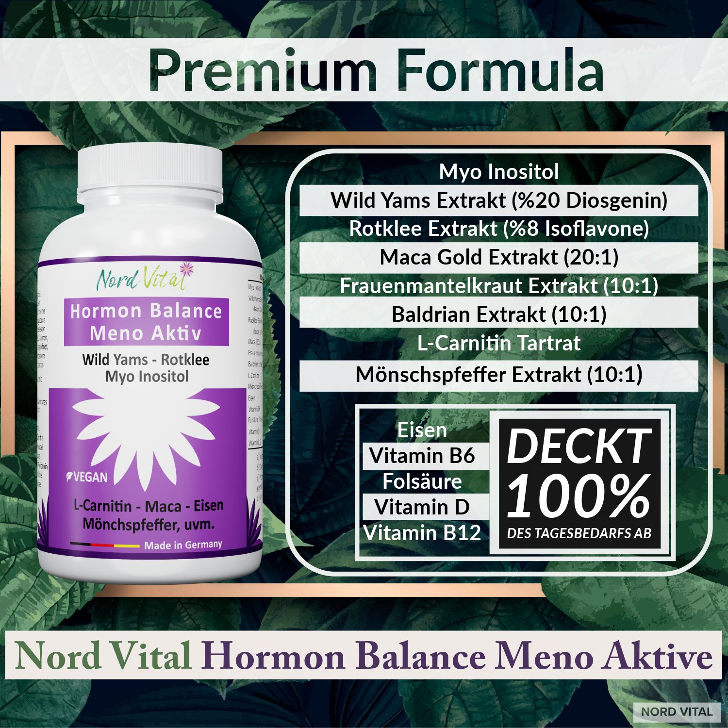 Nord Vital Hormon Balance & Wechseljahre - 13-in-1 Komplex mit Myo-Inositol, Mönchspfeffer, uvm