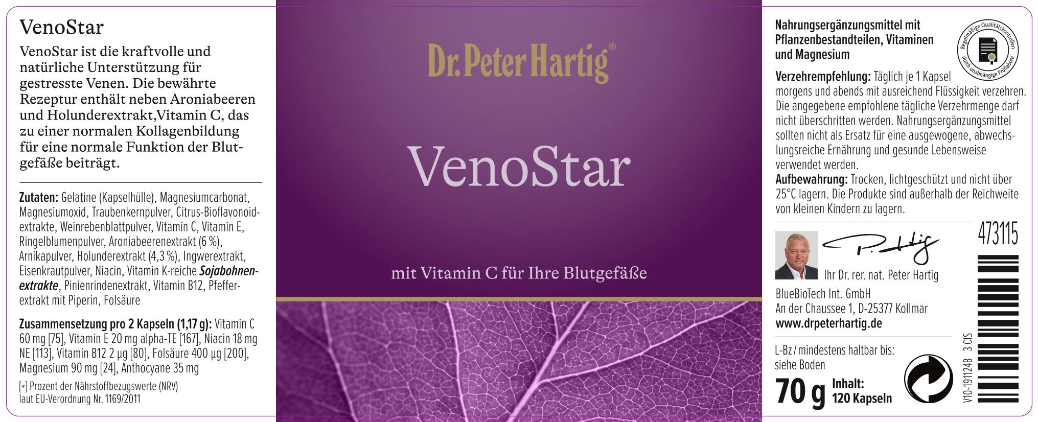 Mann sitzt an einem Tisch. Vor ihm stehen Produkte von Dr. Peter Hartig. Auf dem Hintergrund steht "BEKANNT AUS DEM TV".