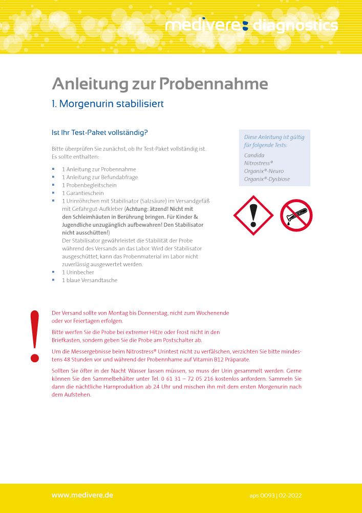 medivere diagnostics Organix® Neuro Urintest