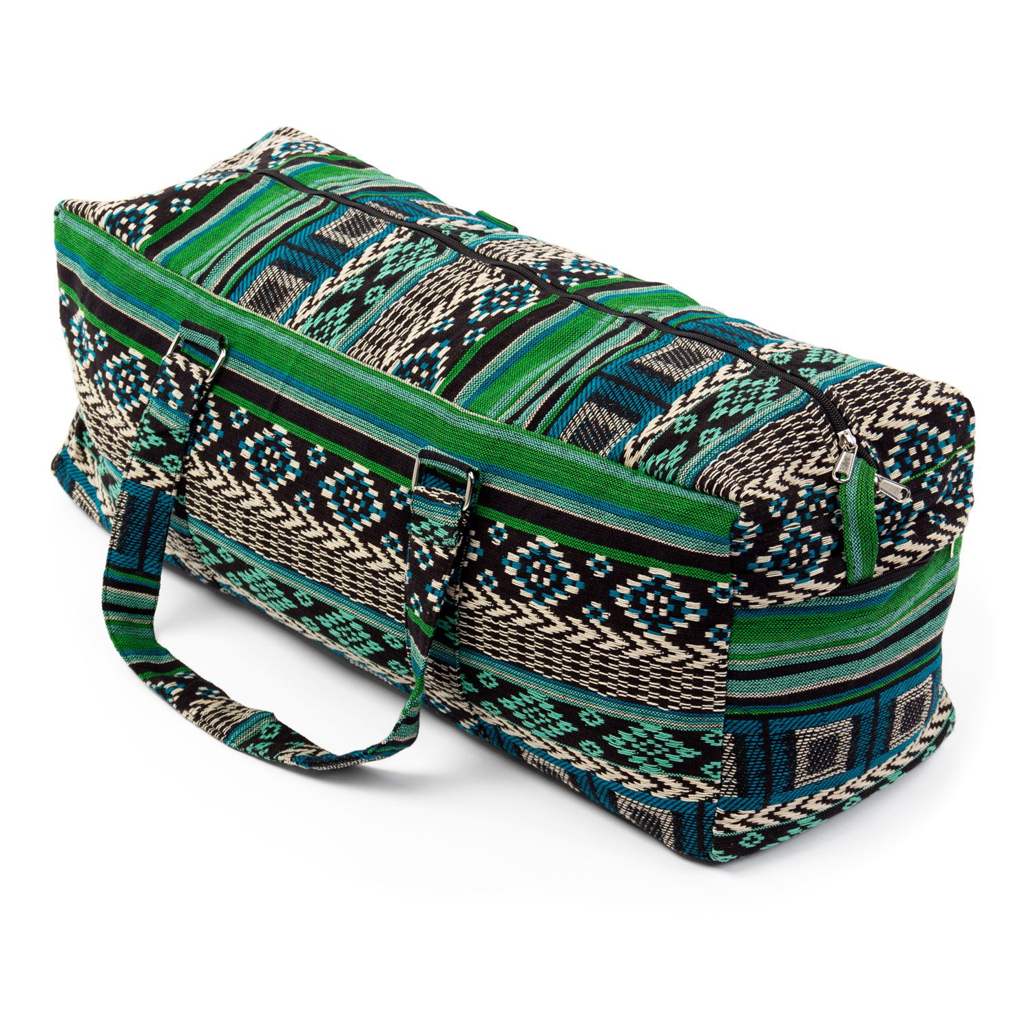 bodhi ETHNO Collection: Yoga Kit Bag, schwarz-weiß-grün gemustert