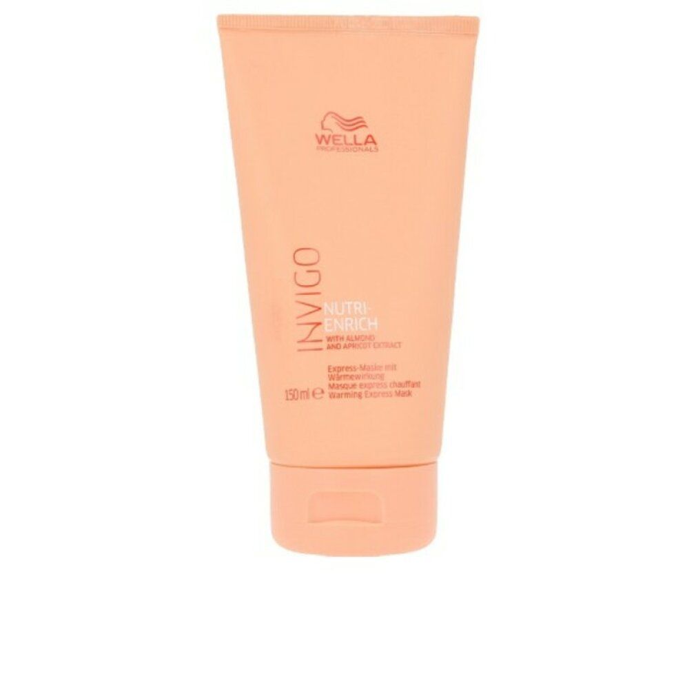 Beige Tube mit Schriftzug INVIGO, Nutri-Enrich, Warming Express Mask. Wella Logo. 150ml.