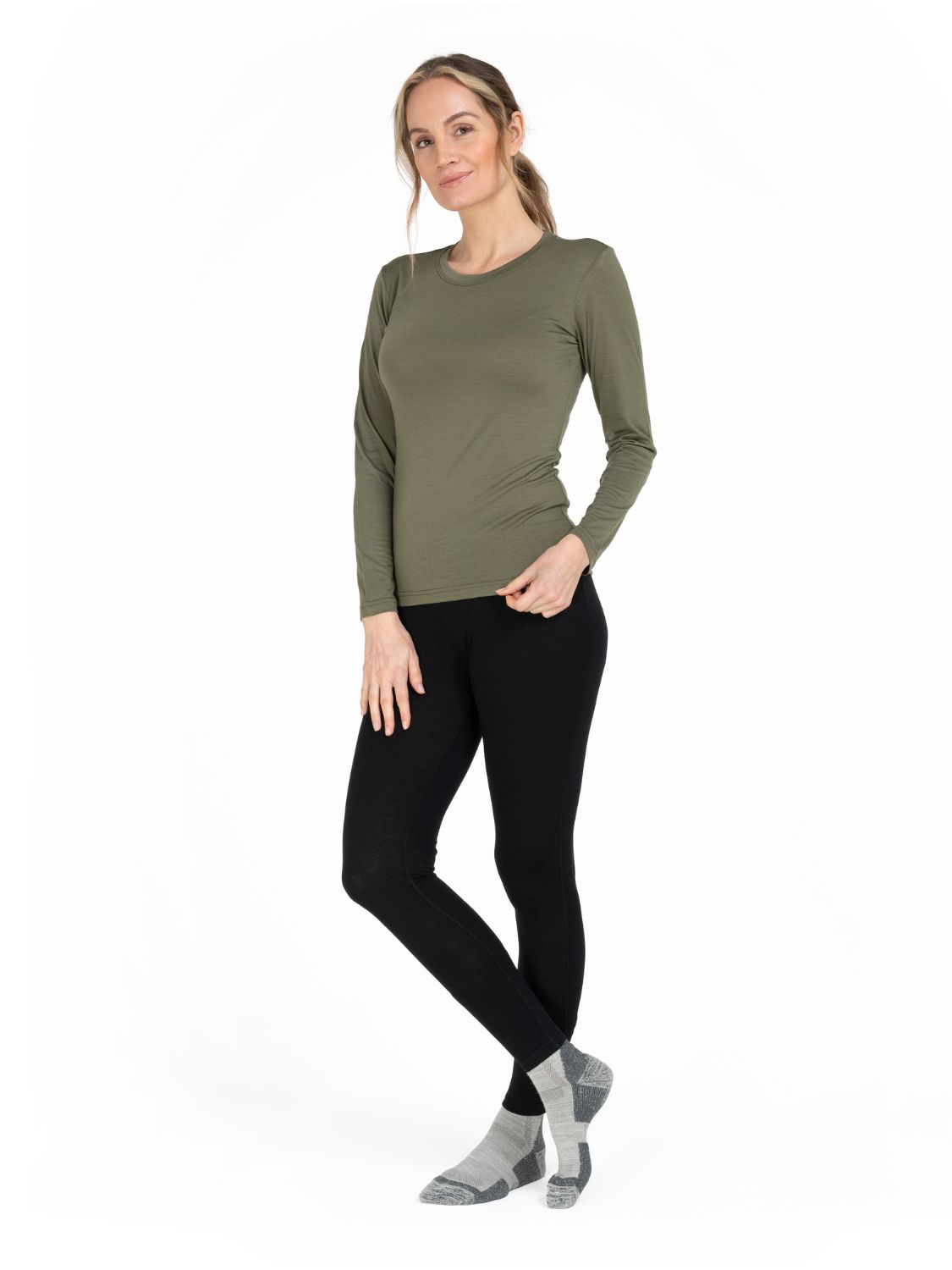 ALPENWERT Longsleeve Damen Merino Grün M