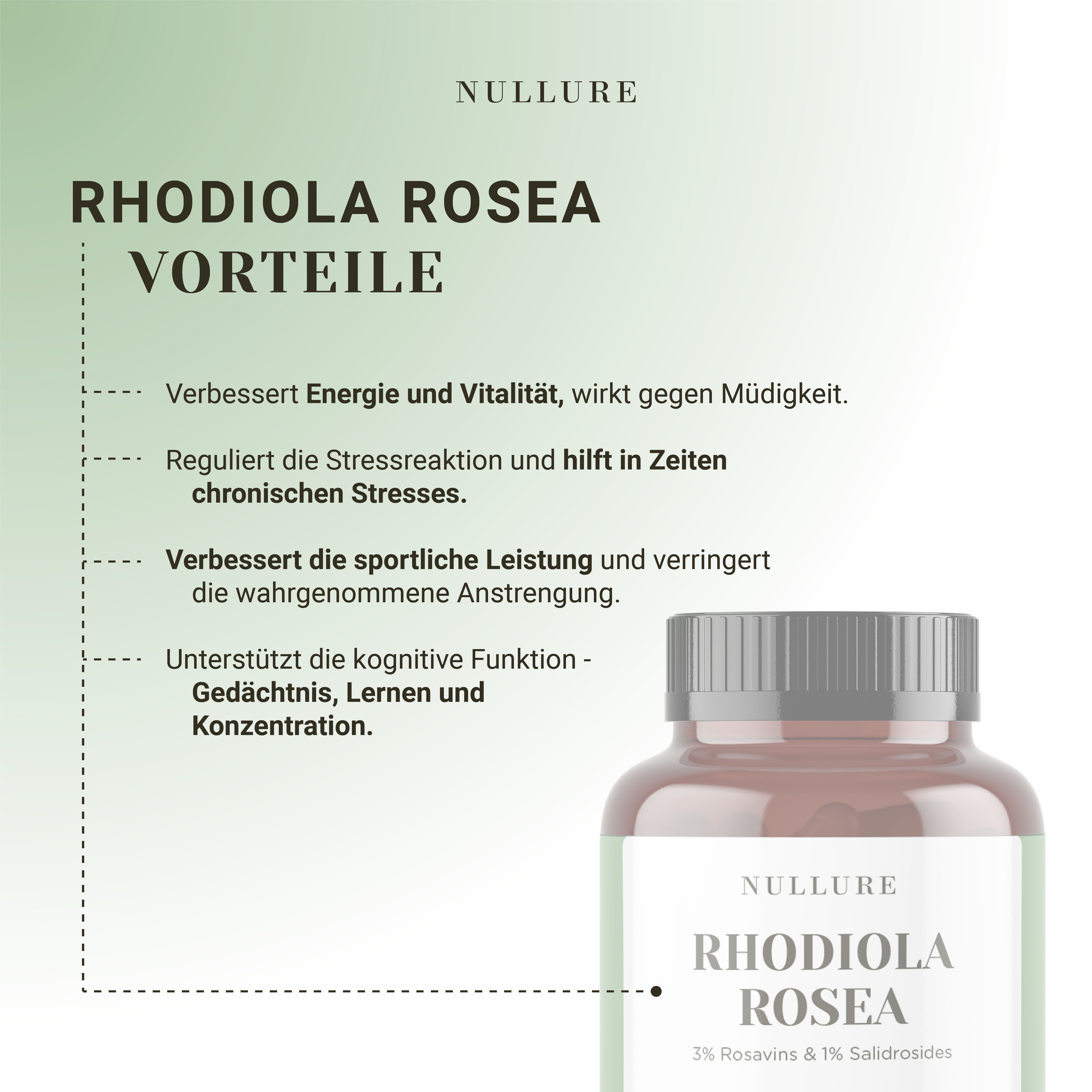 Nullure Rhodiola Rosea, 3% Rosavin und 1% Salidrosid – 200mg