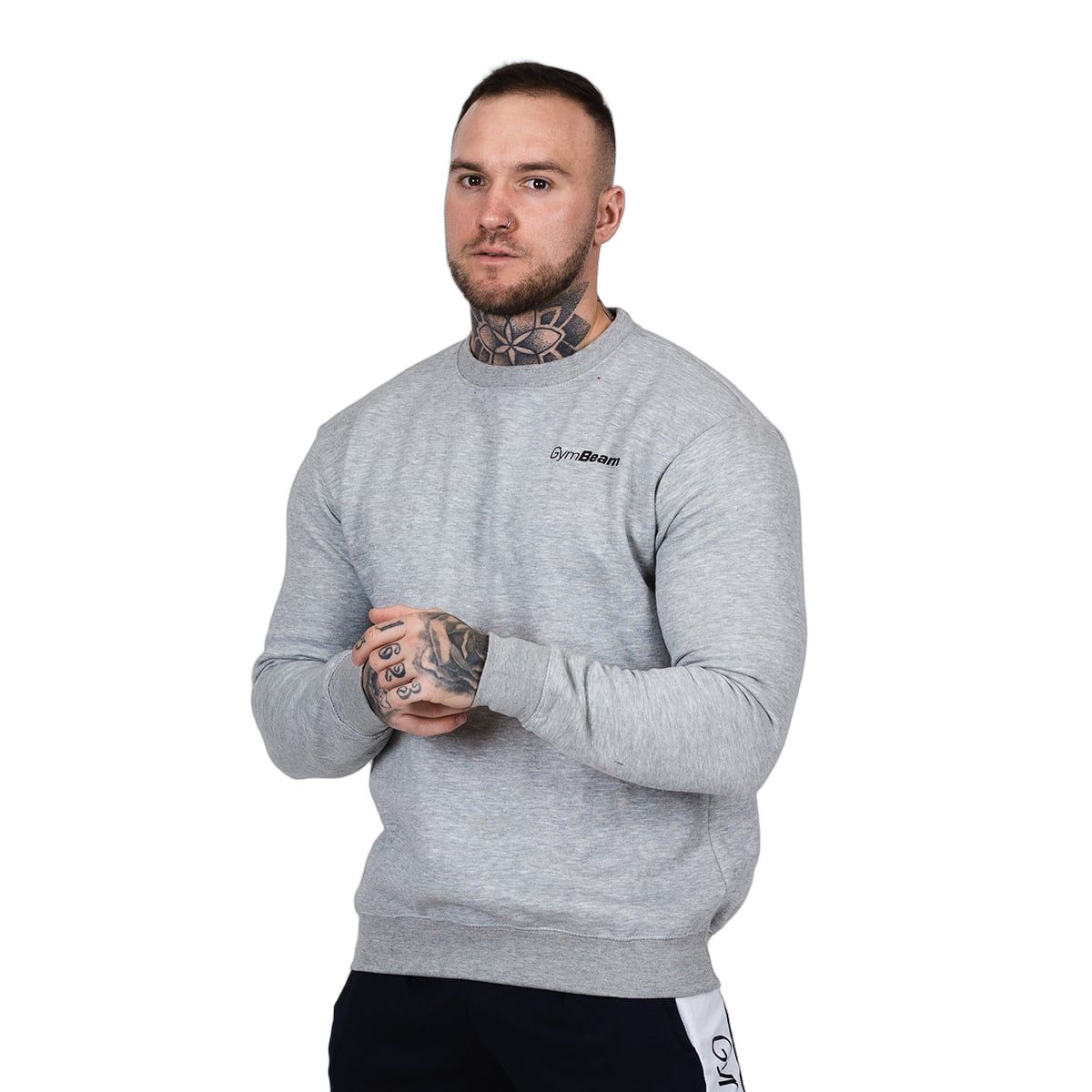 GymBeam Pullover Herren regular Langarm ohne Kapuze Basic Grau 1 St