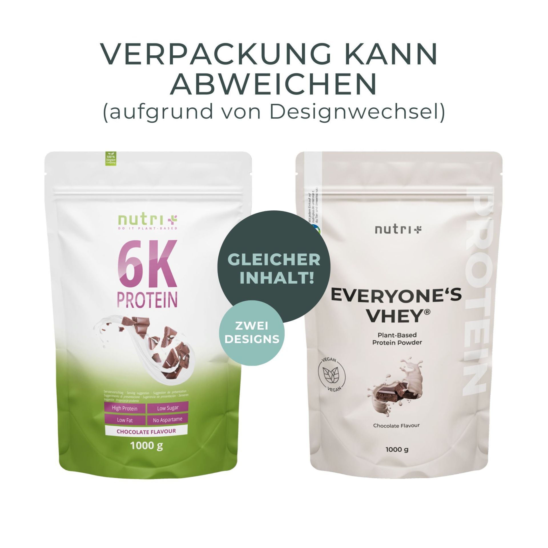 Nutri+ 6K Eiweißpulver 1kg - Protein Shake ohne Whey 1000 g Pulver