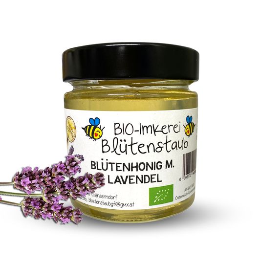 Bio Blütenhonig mit Lavendel von Bio-Imkerei Blütenstaub 230 g Honig