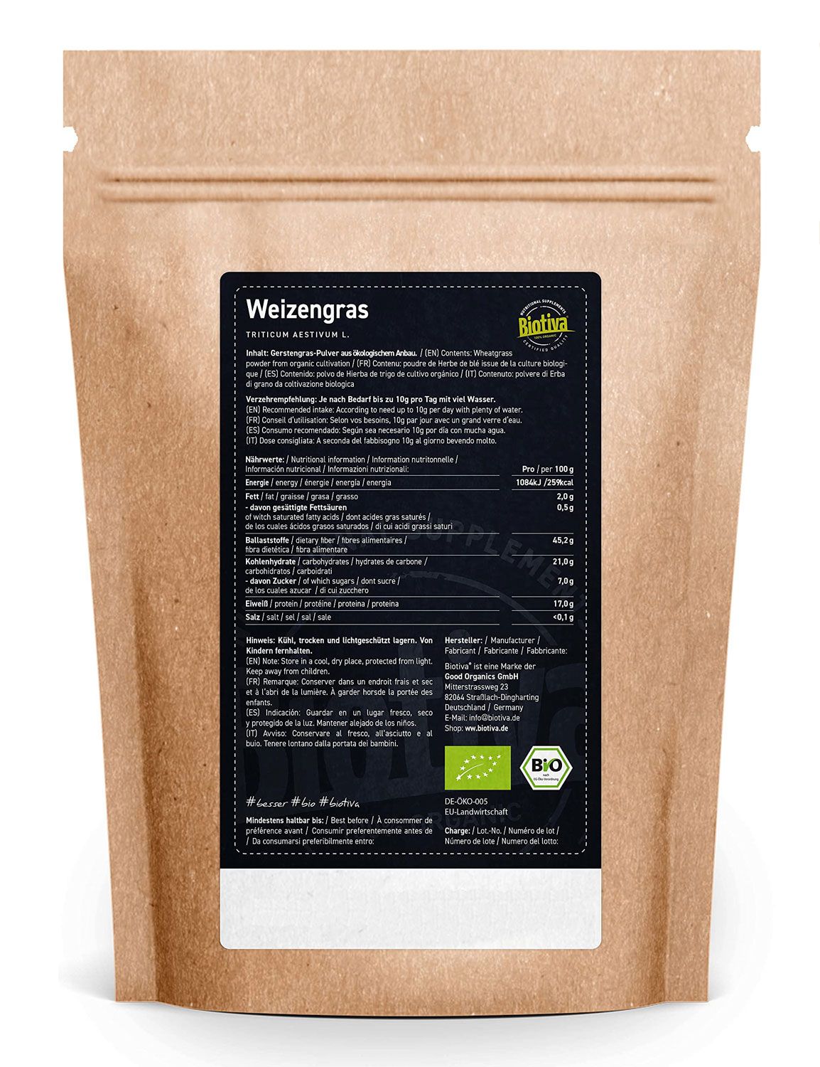 Biotiva Weizengras Pulver Bio